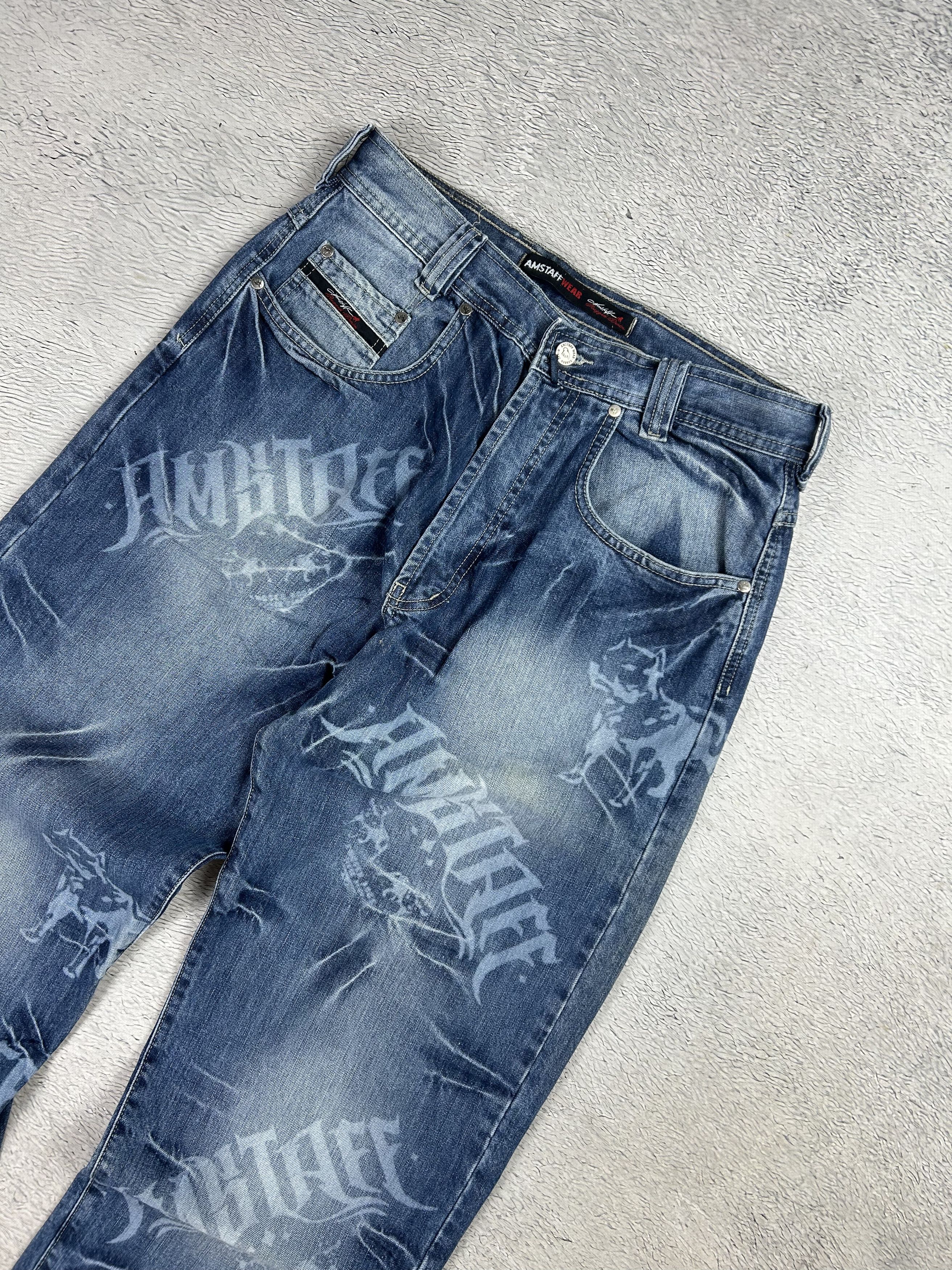 Other CRAZY Baggy Streetwear Jeans AOP Amstaff Drill Loose Fit Size US 32 / EU 48 - 3 Thumbnail