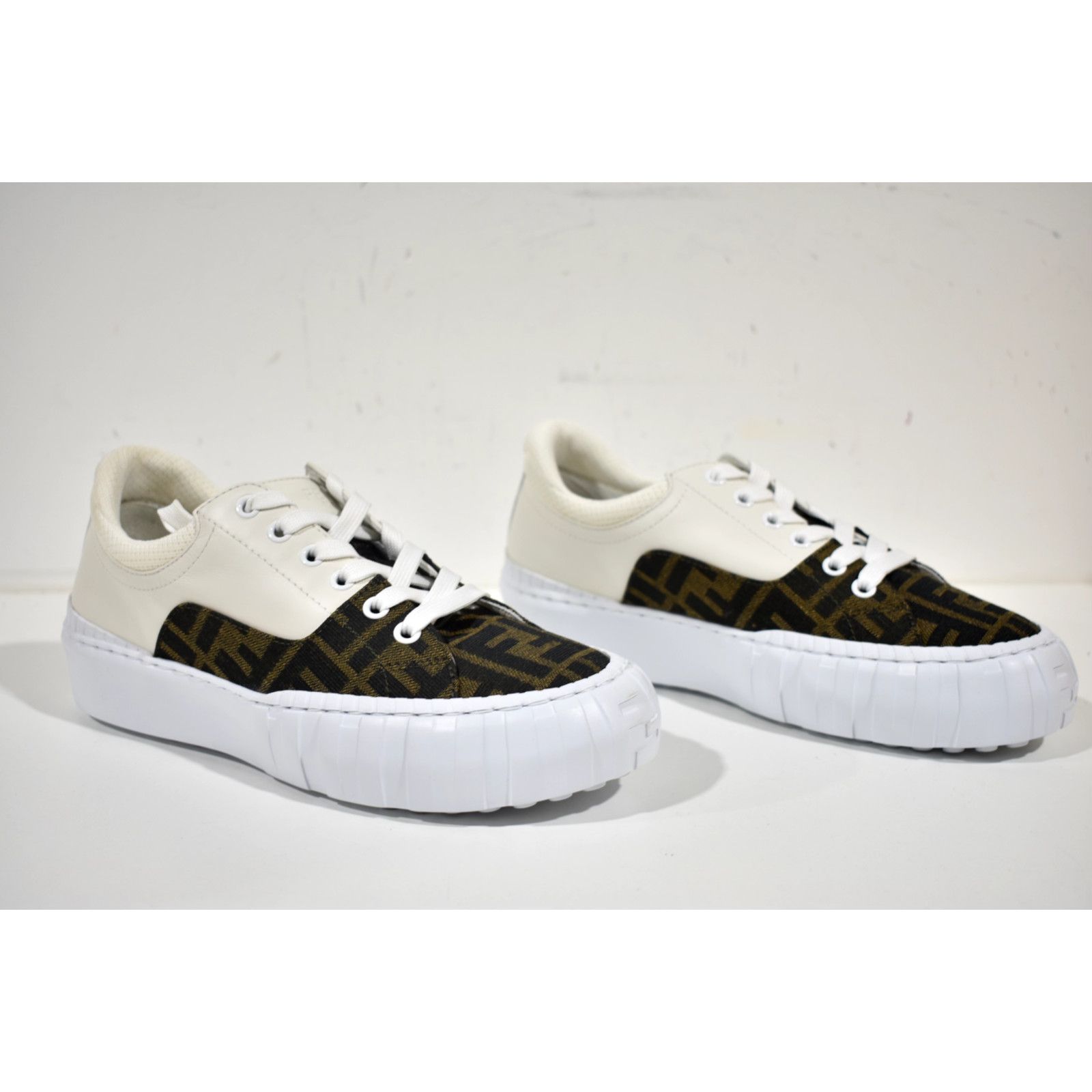 Fendi Fendi Force Brown c White Platform Low Top Trainer Sneaker Size US 11.5 / IT 41.5 - 4 Thumbnail