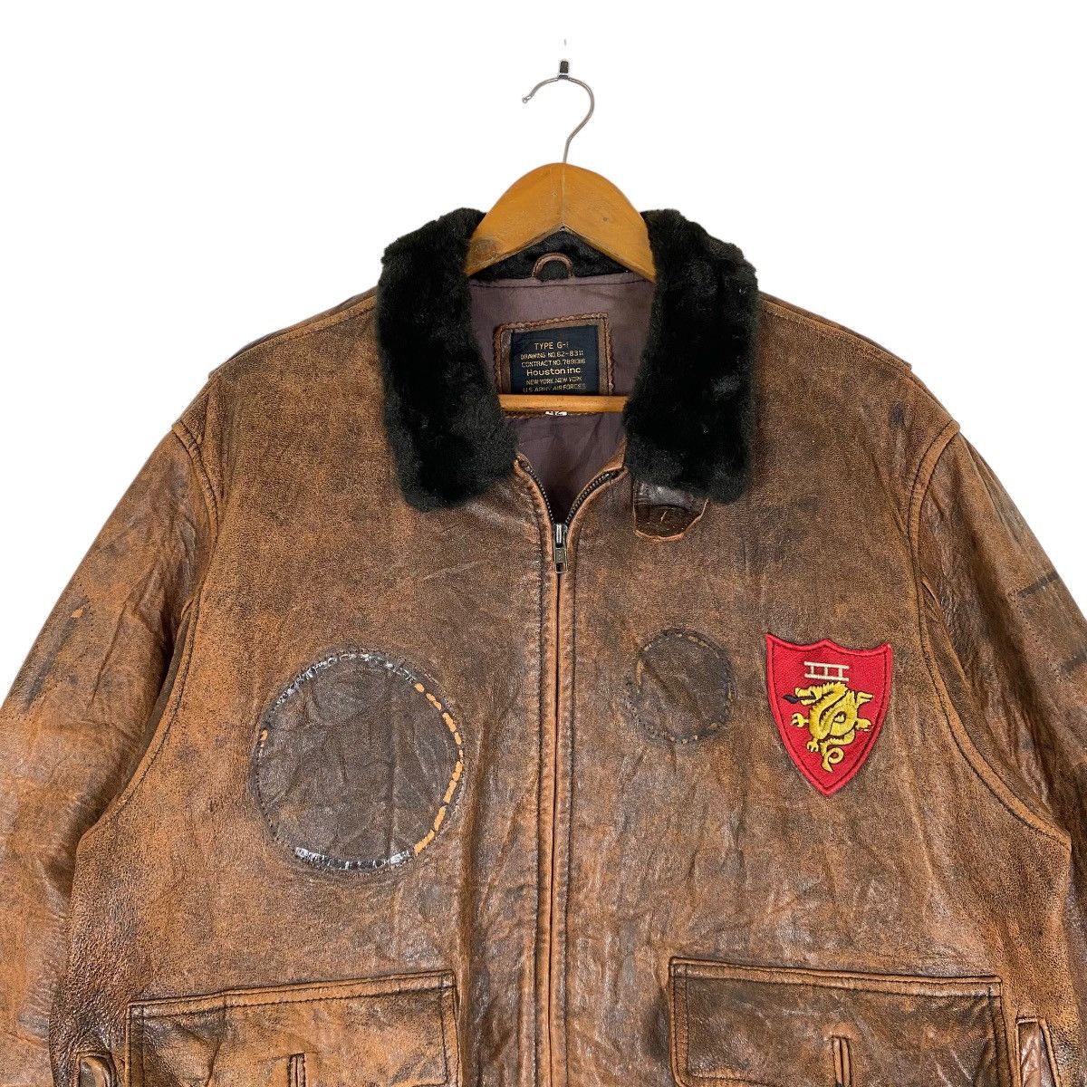 Genuine Leather ✨Type G-1 bomber zipper leather jacket by Houston inc Size US M / EU 48-50 / 2 - 4 Thumbnail