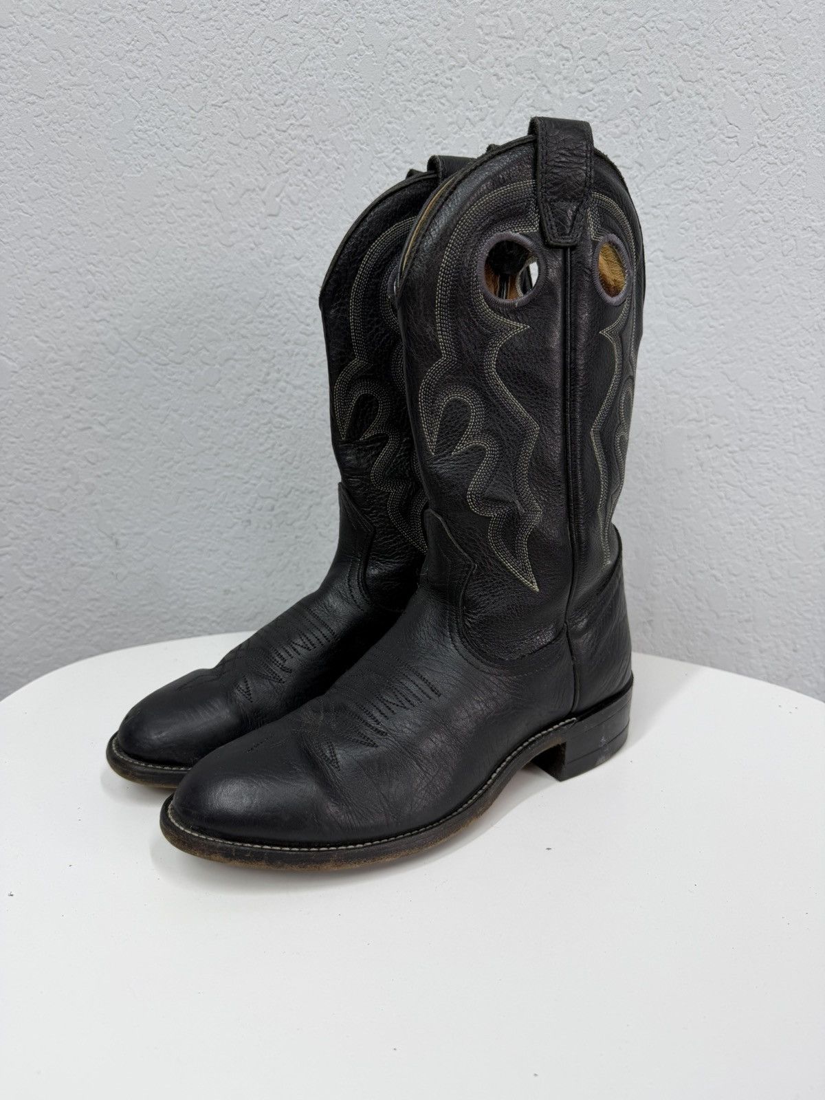 If Six Was Nine Vintage Y2K Black Leather Western Boots Guidi Cowboy Style Size US 8 / EU 41 - 4 Thumbnail