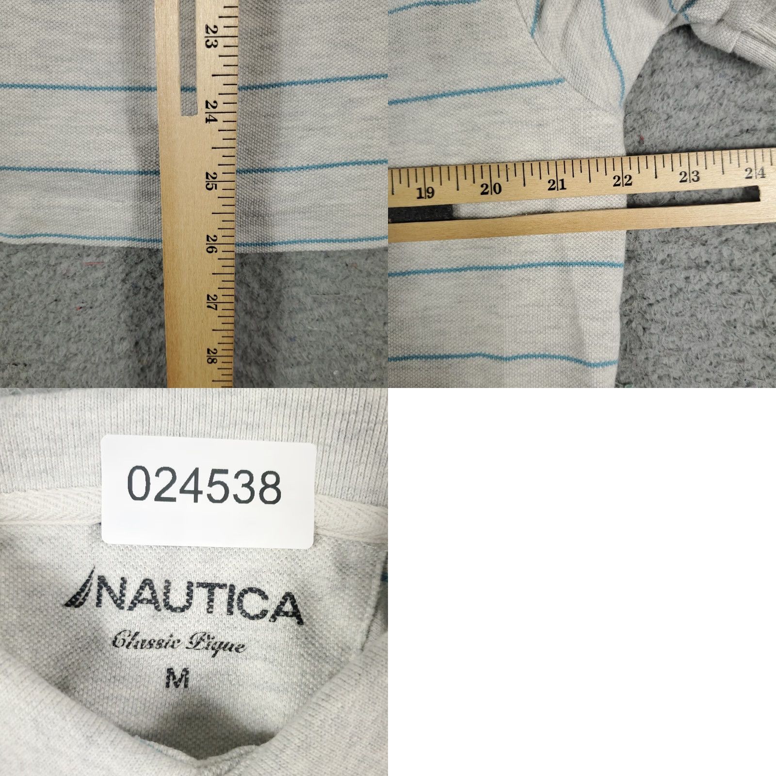 Nautica VINTAGE Nautica Polo Shirt Mens Medium Gray Blue Striped Short Sleeve Adult M Gray Nautica Logo Polo Men’s Sports Casual Shirt Size US M / EU 48-50 / 2 - 8 Thumbnail
