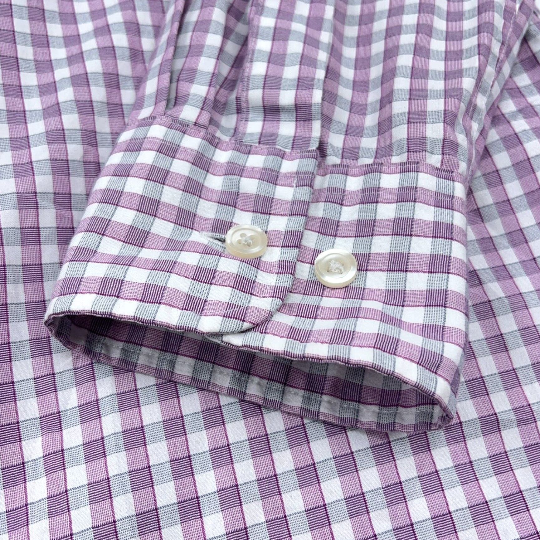 Charles Tyrwhitt Charles Tyrwhitt Shirt Men Medium Pink Slim Fit Button Up Dress Poplin Gingham Size 40R - 4 Thumbnail