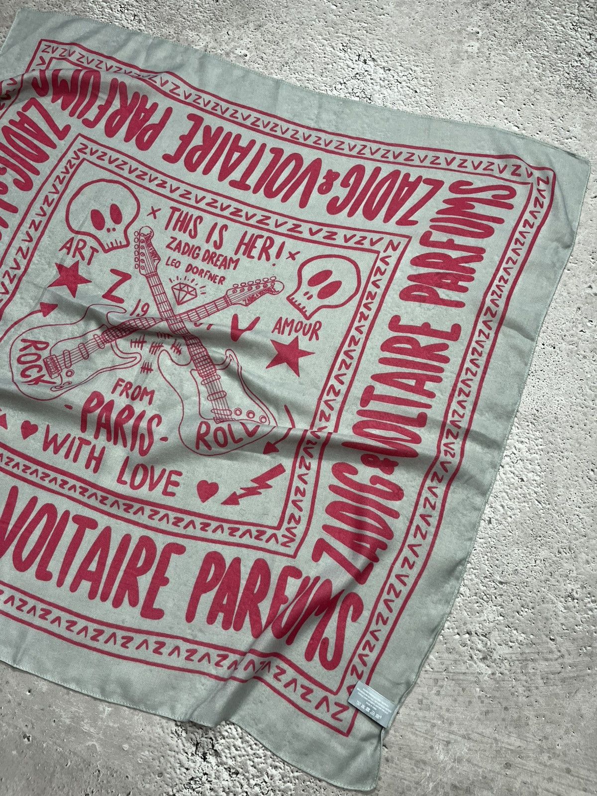 Zadig & Voltaire Zadig & Voltaire 90x90cm Bandana Scarf Pink Rock Graphic Size ONE SIZE - 2 Thumbnail