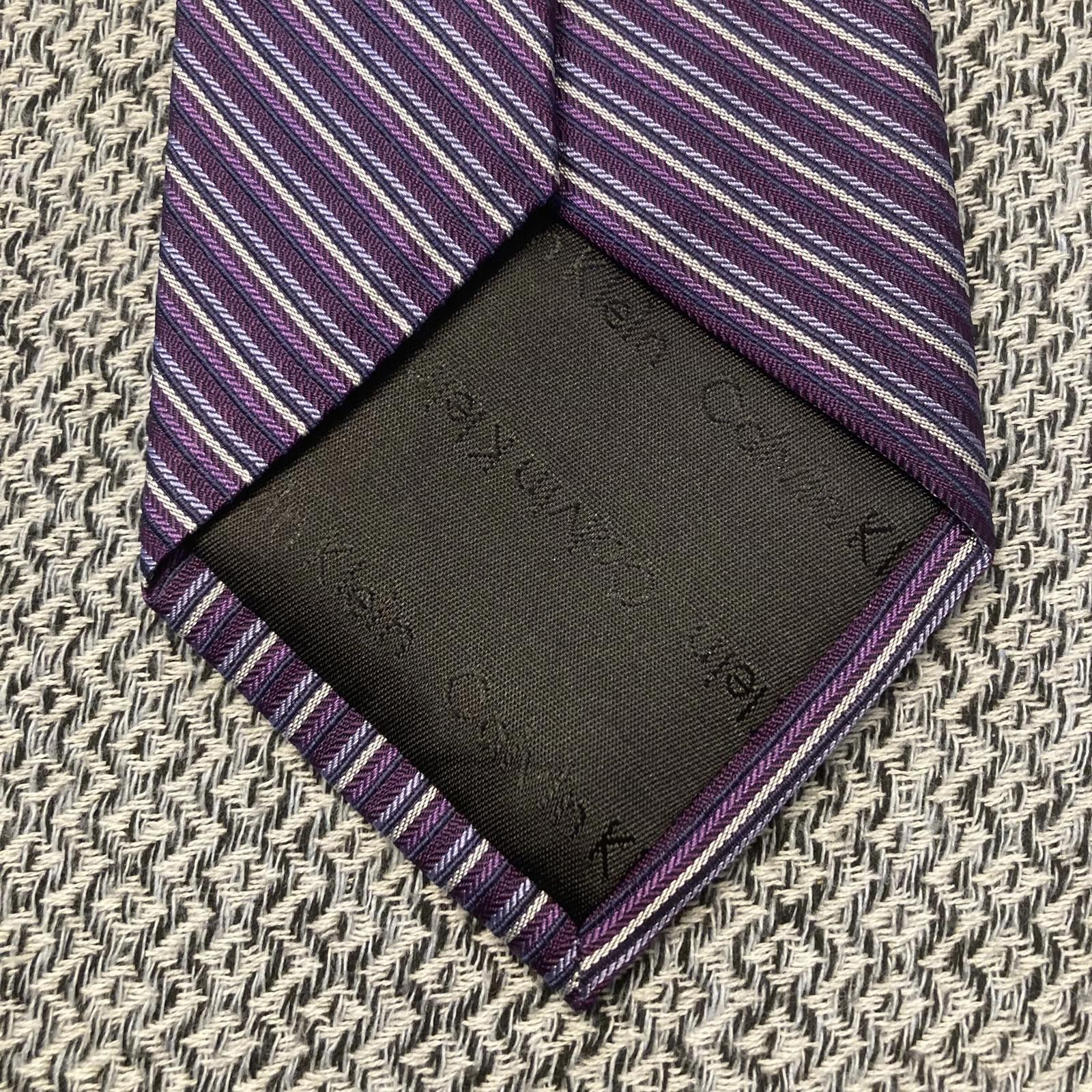 Calvin Klein Calvin Klein Purple Striped Silk Tie 58/3.5 Size ONE SIZE - 5 Thumbnail