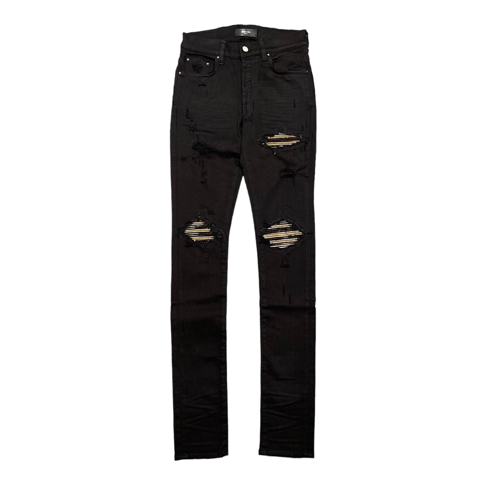 Amiri silver patch black amiri jeans | Grailed