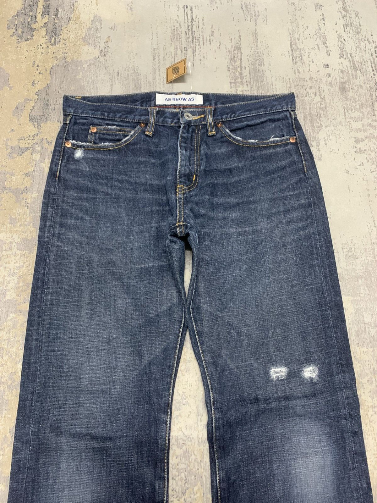 Japanese Brand AS KNOW AS Rare Dark Wash Distressed Japanese Denim Pant Size US 31 - 2 Thumbnail