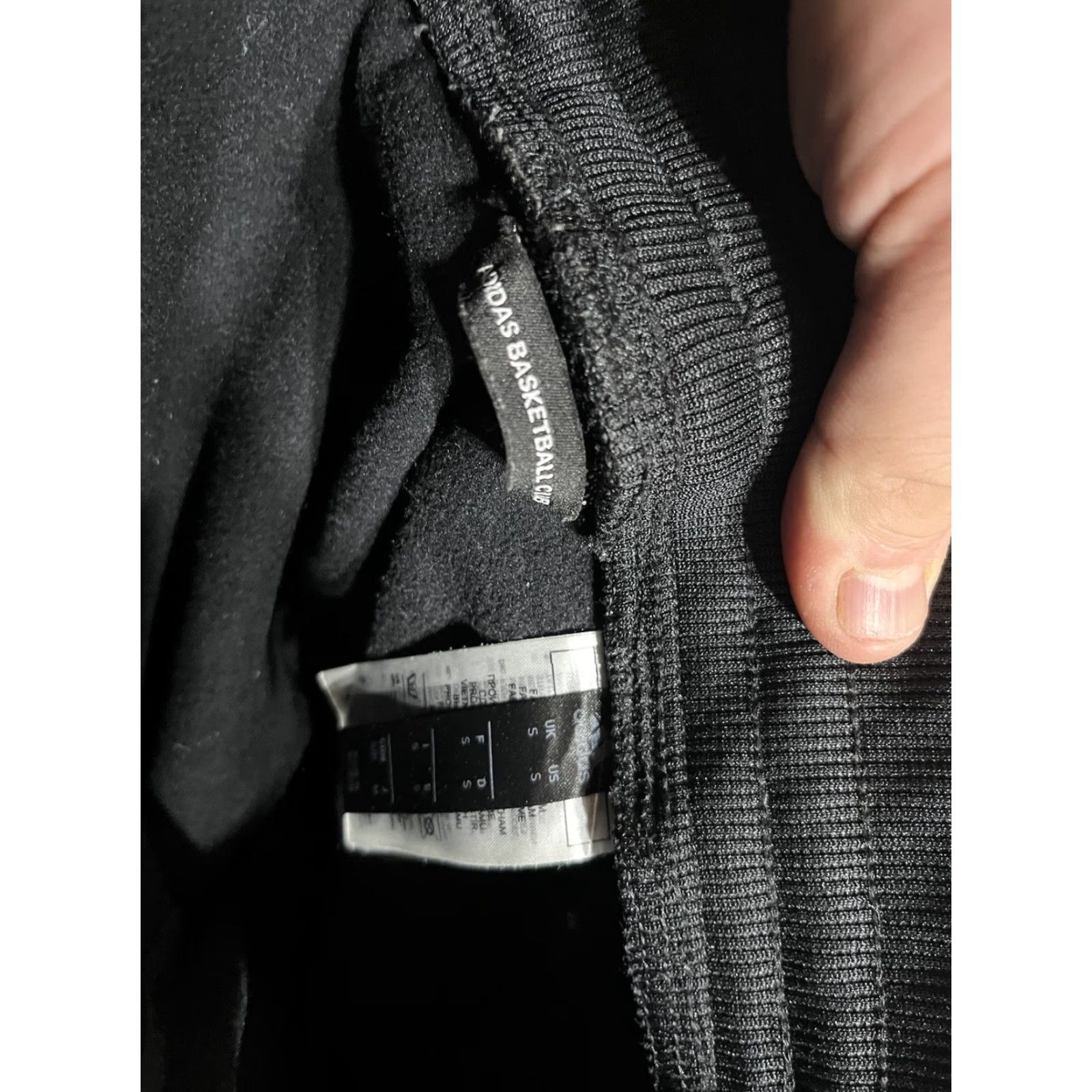 Adidas Adidas Basketball Club Mens Joggers Sweatpants Athletic Training Small Black Cotton Blend Fleece Pockets Side Stripe Adjustable Waist Size US 29 - 5 Thumbnail