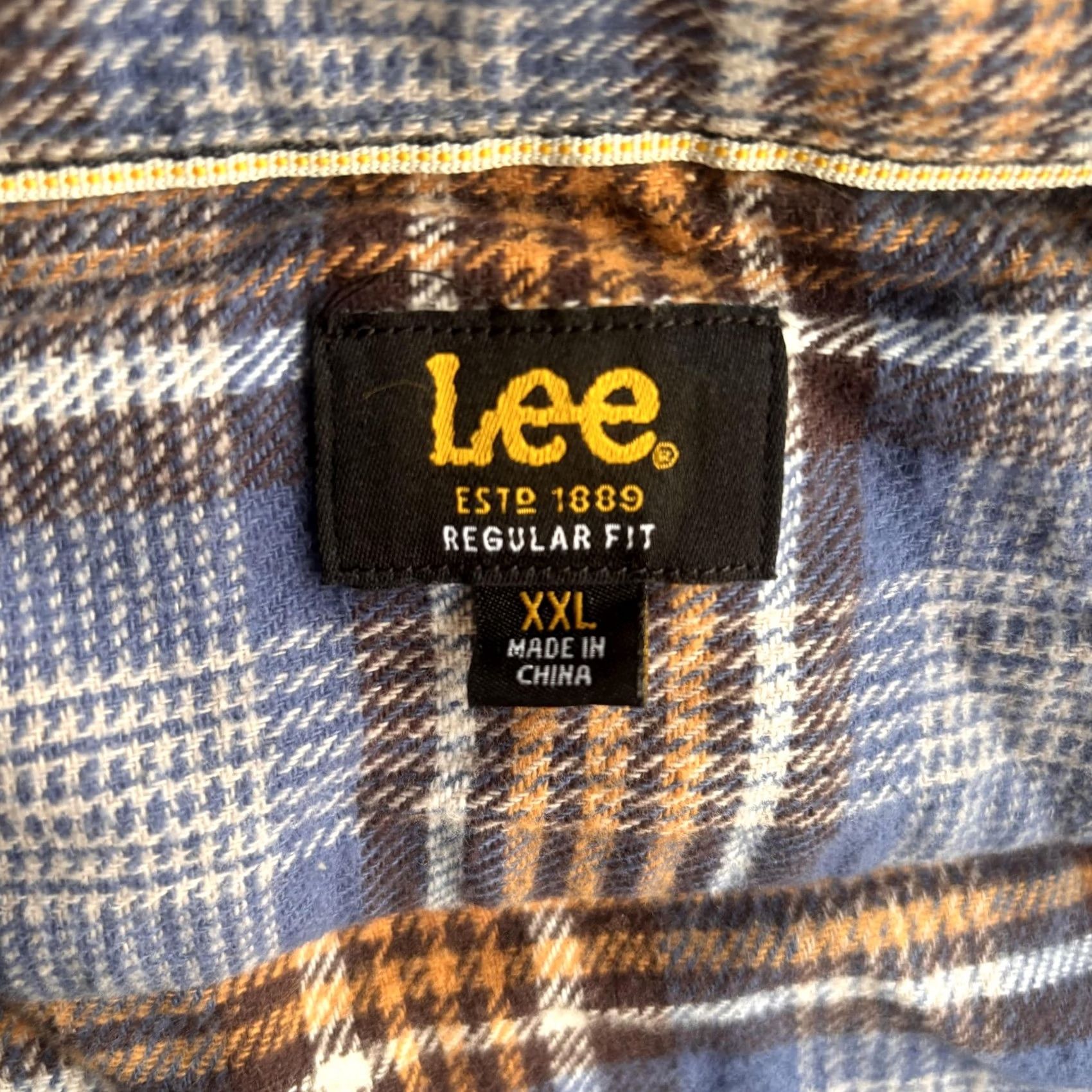 Lee Lee Shirt Mens 2XL Blue Plaid Flannel Long Sleeve Button Up Casual Workwear Size US XXL / EU 58 / 5 - 2 Thumbnail