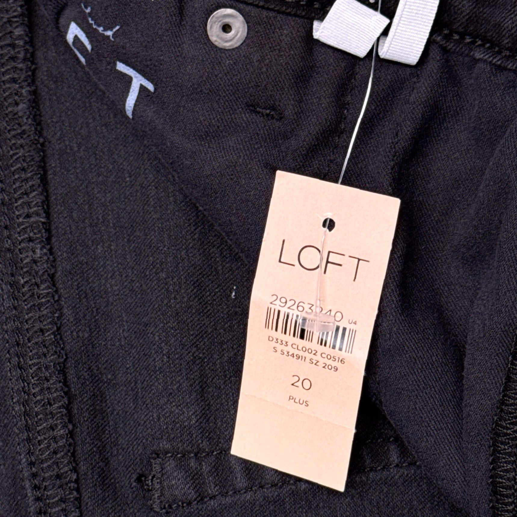 Loft VINTAGE-free Loft Jeans Womens 20 Plus Black High Rise Stretch Frayed Hems New Crop Cropped Denim Jeans LOFT Stretch 5-Pocket Bohemian City Womens Size 42" / US 20 - 5 Thumbnail