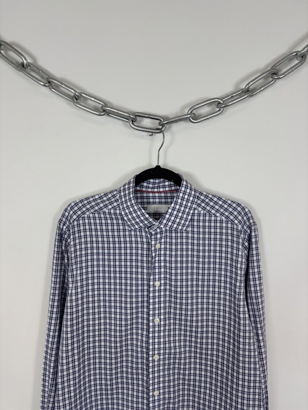 Eton Eton Men’s Contemporary Fit Multicolor Check Button Up Shirt Size US L / EU 52-54 / 3 - 2 Thumbnail