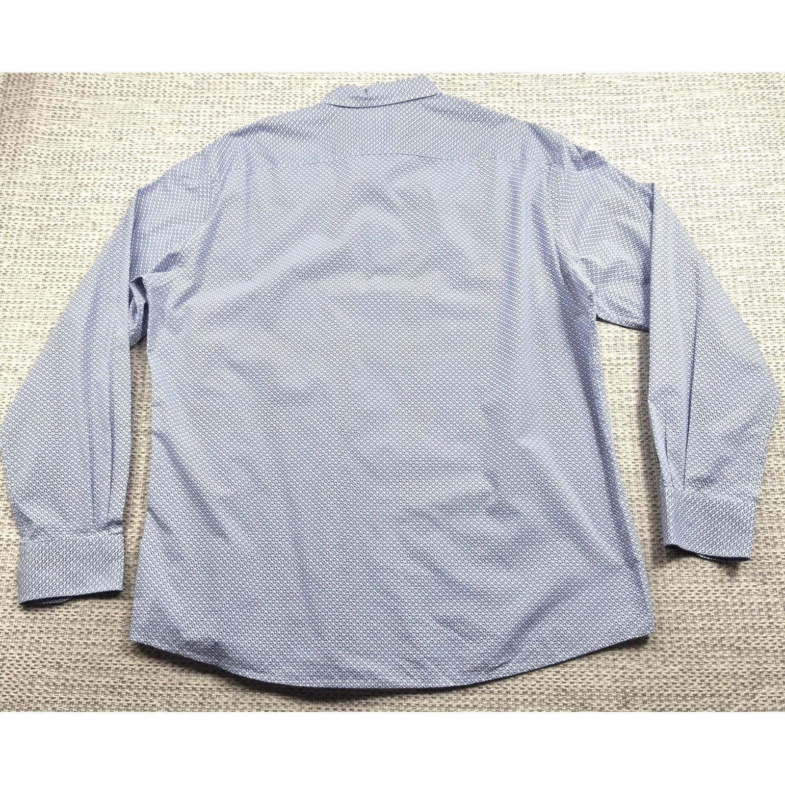 Ermenegildo Zegna VINTAGE Ermenegildo Zegna Button Up Shirt Mens 2XL Blue Geometric Dress Long Sleeve Size 48R - 6 Thumbnail