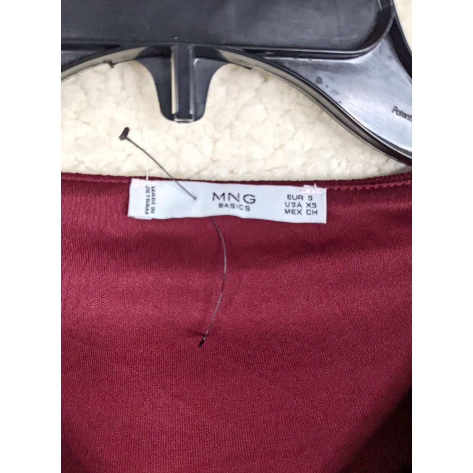 Vintage MNG BASICS Women's Dress V-Neck Long Sleeve Tie Waist A-Line XS Red Solid Dress Sz XS Womens Regular Fit & Flare Size XS / US 0-2 / IT 36-38 - 6 Thumbnail