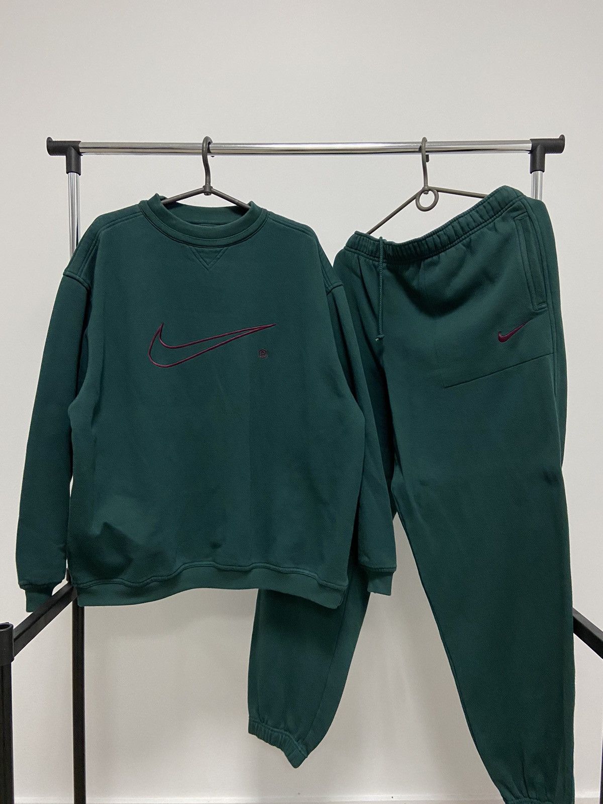 Pre-owned Nike X Vintage Nike Sweat Suit Vintage 90's Big Logo 1990 Pants Sweatshirt In Green