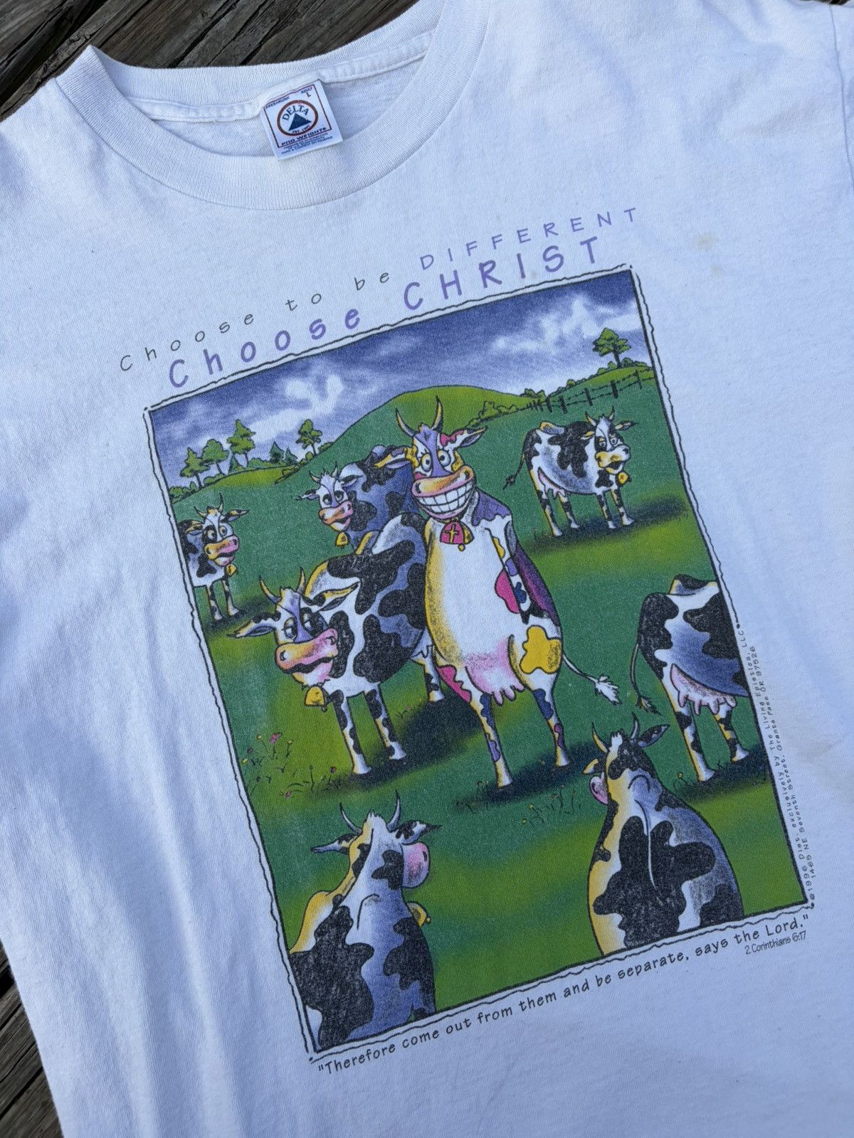 Delta 1996 Choose to be different, Choose Christ Cow graphic t Size US L / EU 52-54 / 3 - 2 Thumbnail