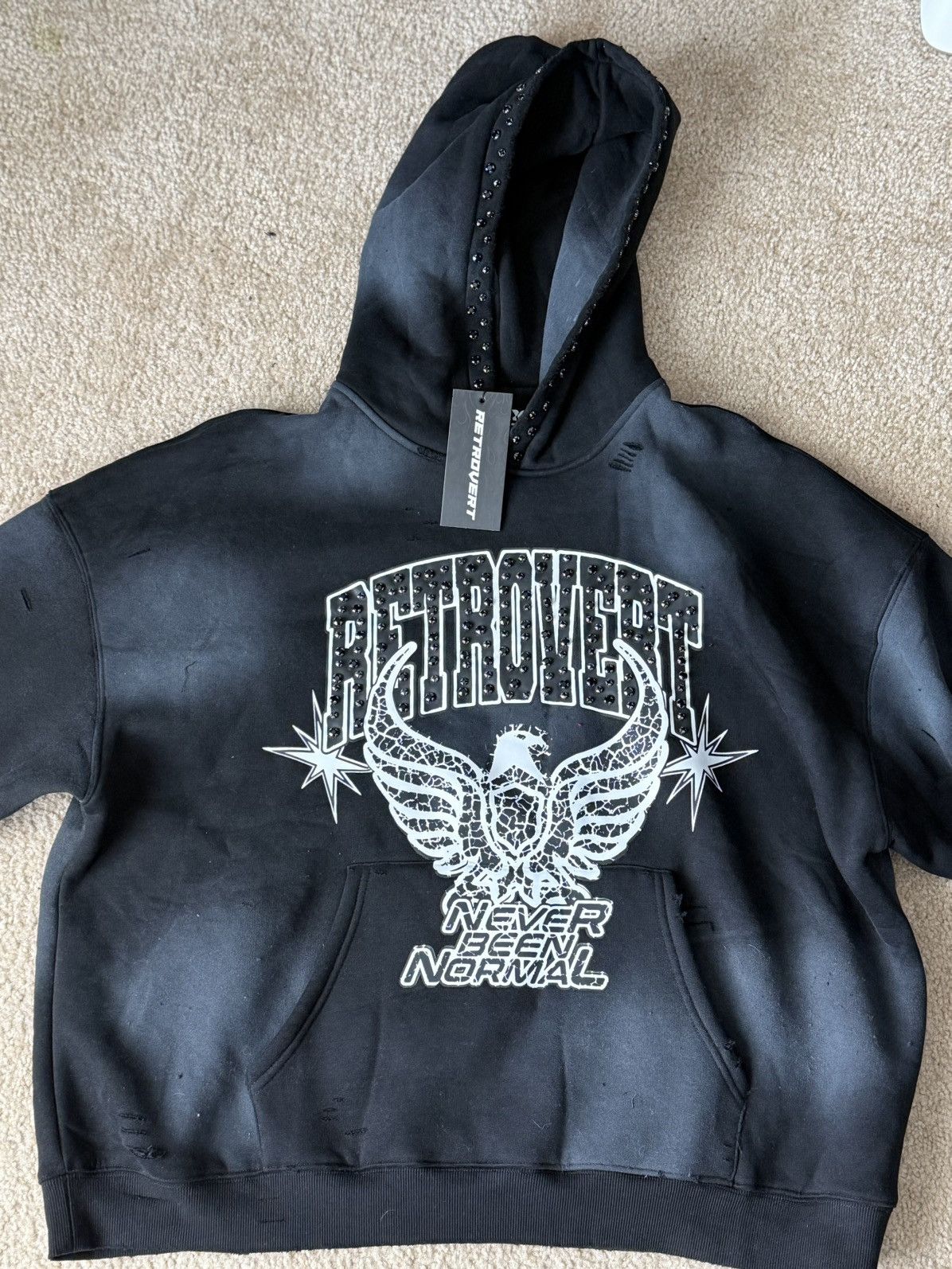 RETROVERT RETROVERT RHINESTONE STAR EAGLE HOODIE BLACK XL Size US XL / EU 56 / 4 - 2 Thumbnail