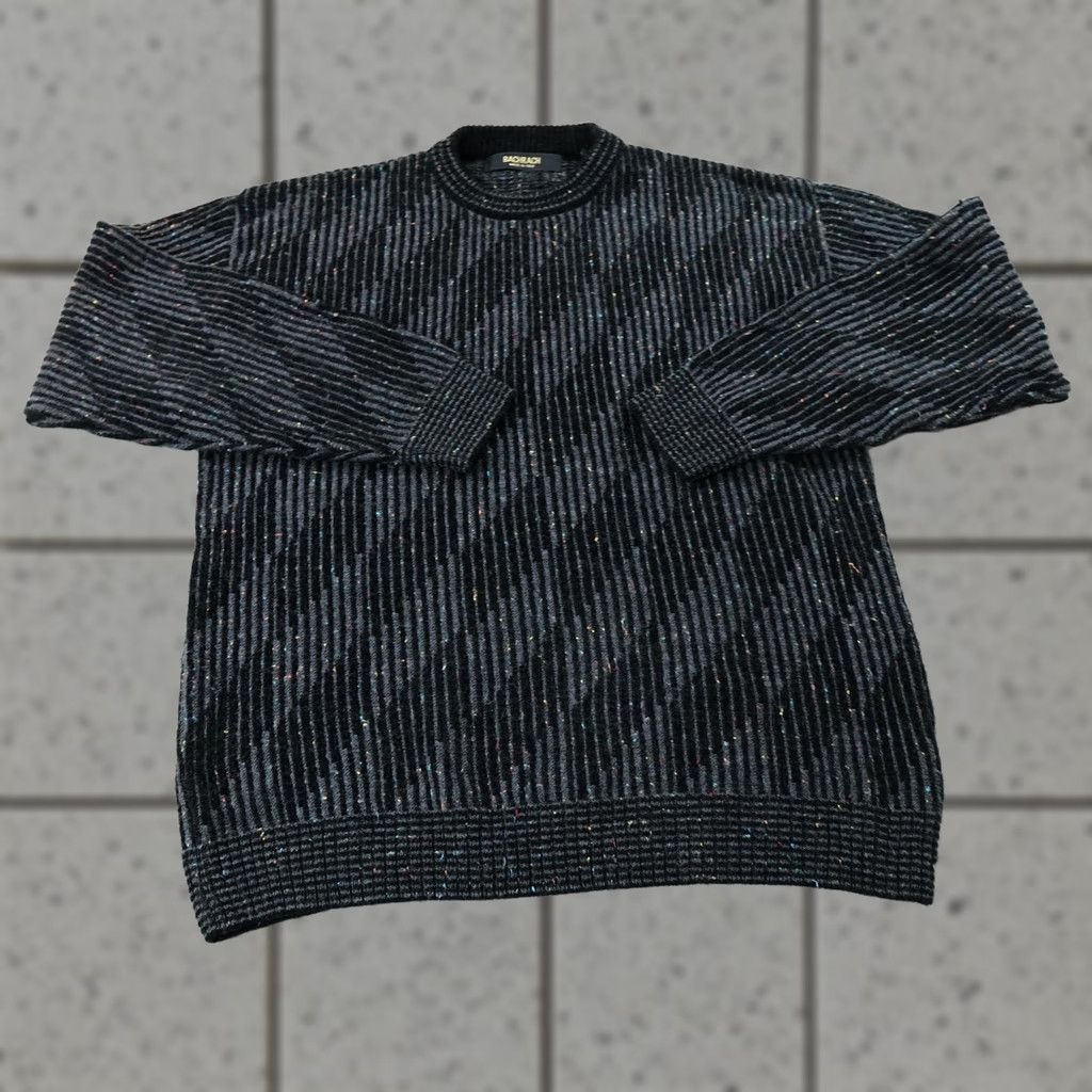 Vintage Bachrach Sweater Mens L Black Striped Wool Knit Crewneck Pullover Italy Size US L / EU 52-54 / 3 - 1 Thumbnail