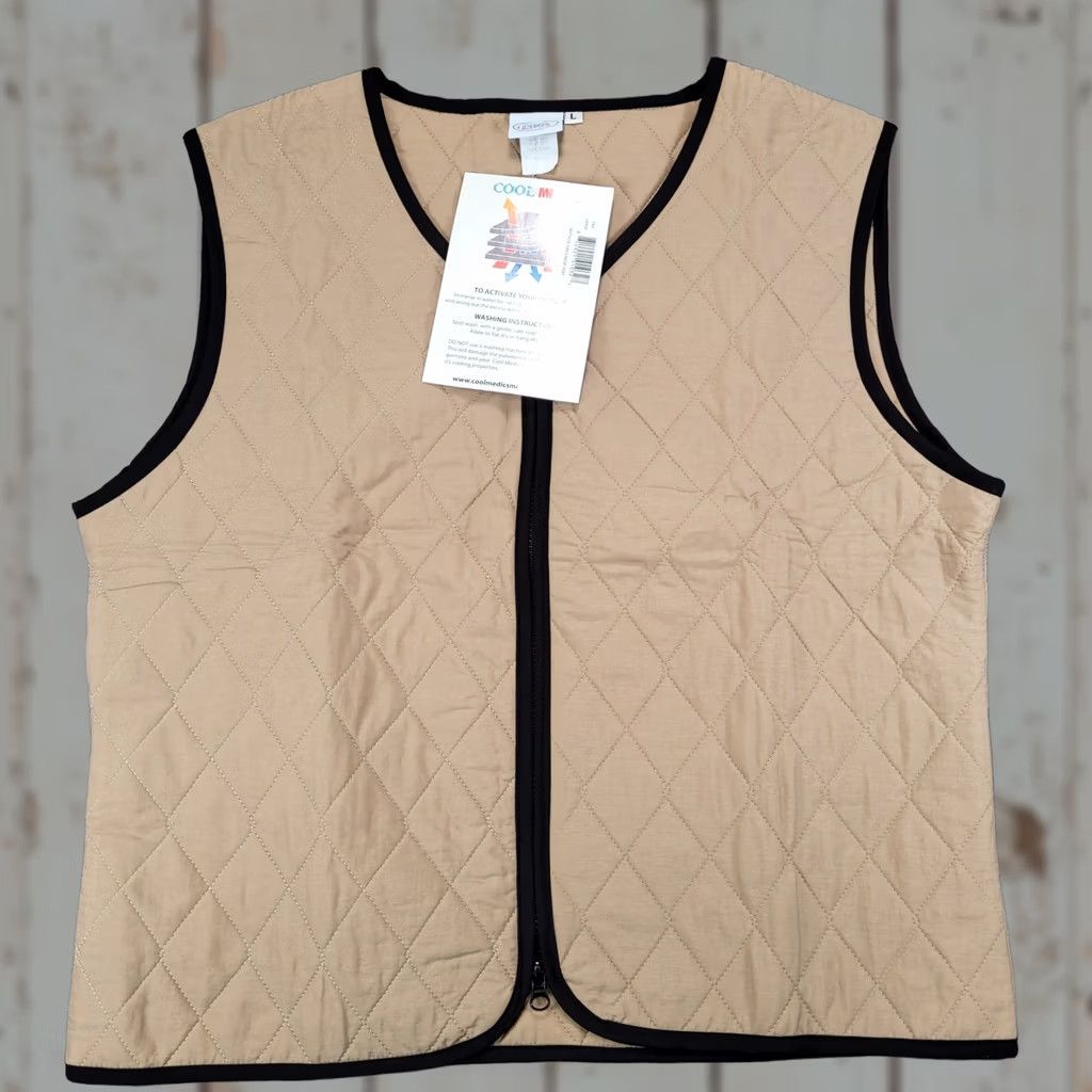Vintage Cool Medics Cooling Vest Tan Black Trim V-Neck Zip Up Large Mens New Size US L / EU 52-54 / 3 - 1 Thumbnail