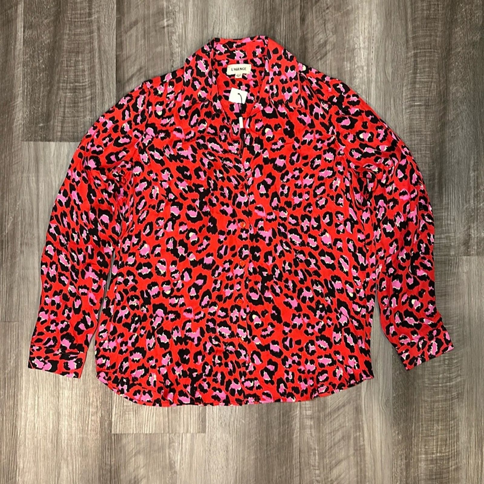 L'AGENCE L’Agence Silk Leopard Blouse - XS Size XS / US 0-2 / IT 36-38 - 1 Thumbnail