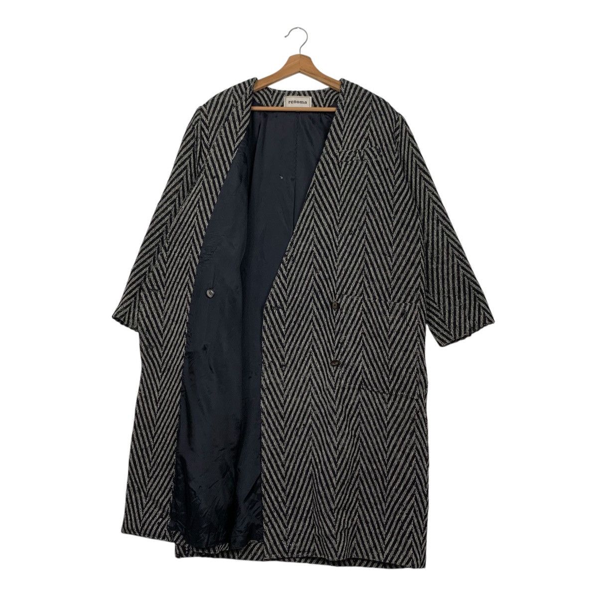 Renoma Vintage 90s RENOMA Herringbone Long Coat Oversized 2455-C110 Size US M / EU 48-50 / 2 - 9 Thumbnail