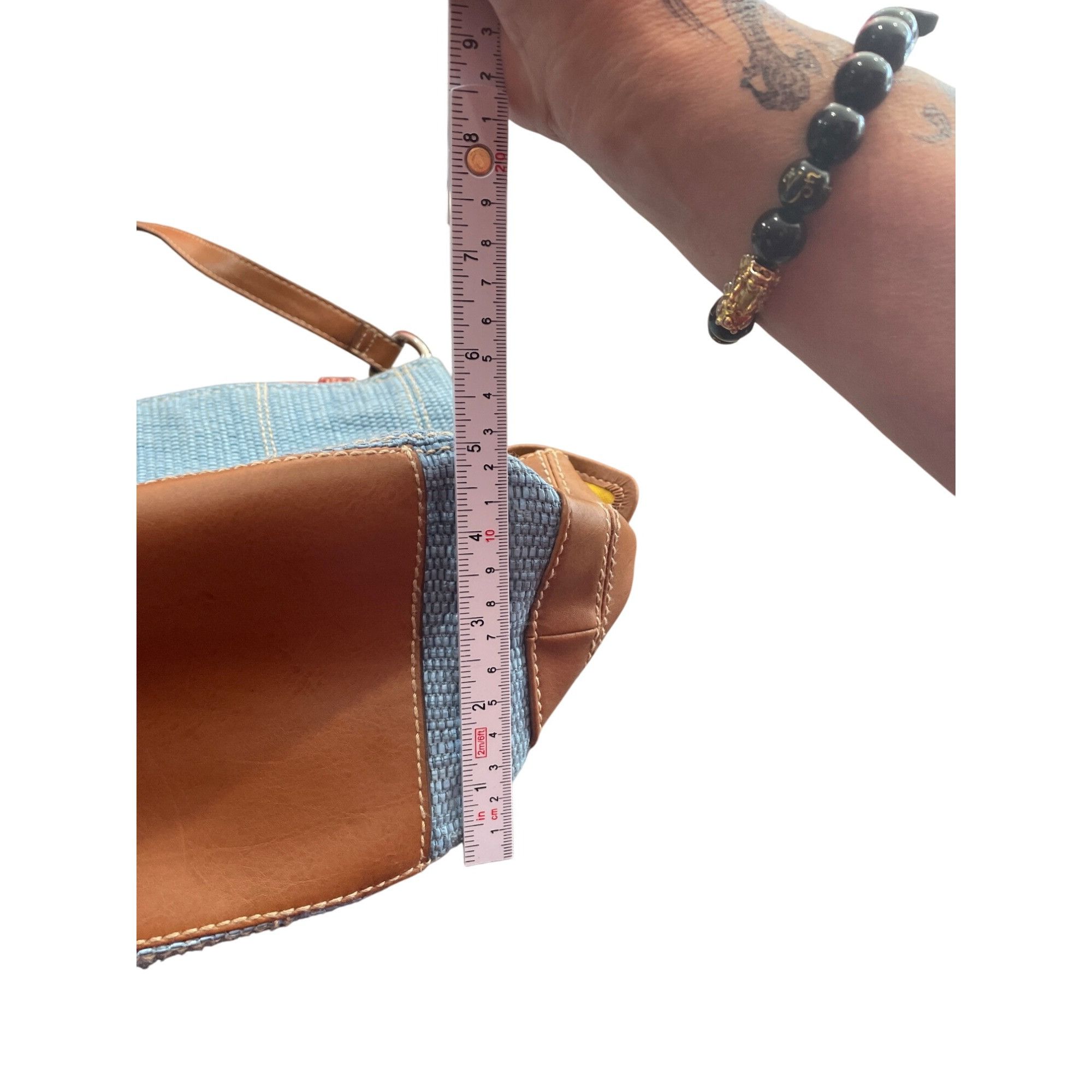Fossil Fossil Classic Womens blue woven fabric leather Shoulder han Size ONE SIZE - 6 Thumbnail