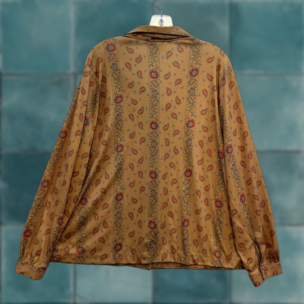 Sears VINTAGE Sears Top Button Blouse Shirt 42 XL Tan Paisley Retro Boho Western Mens? Size XL / US 12-14 / IT 48-50 - 1 Thumbnail