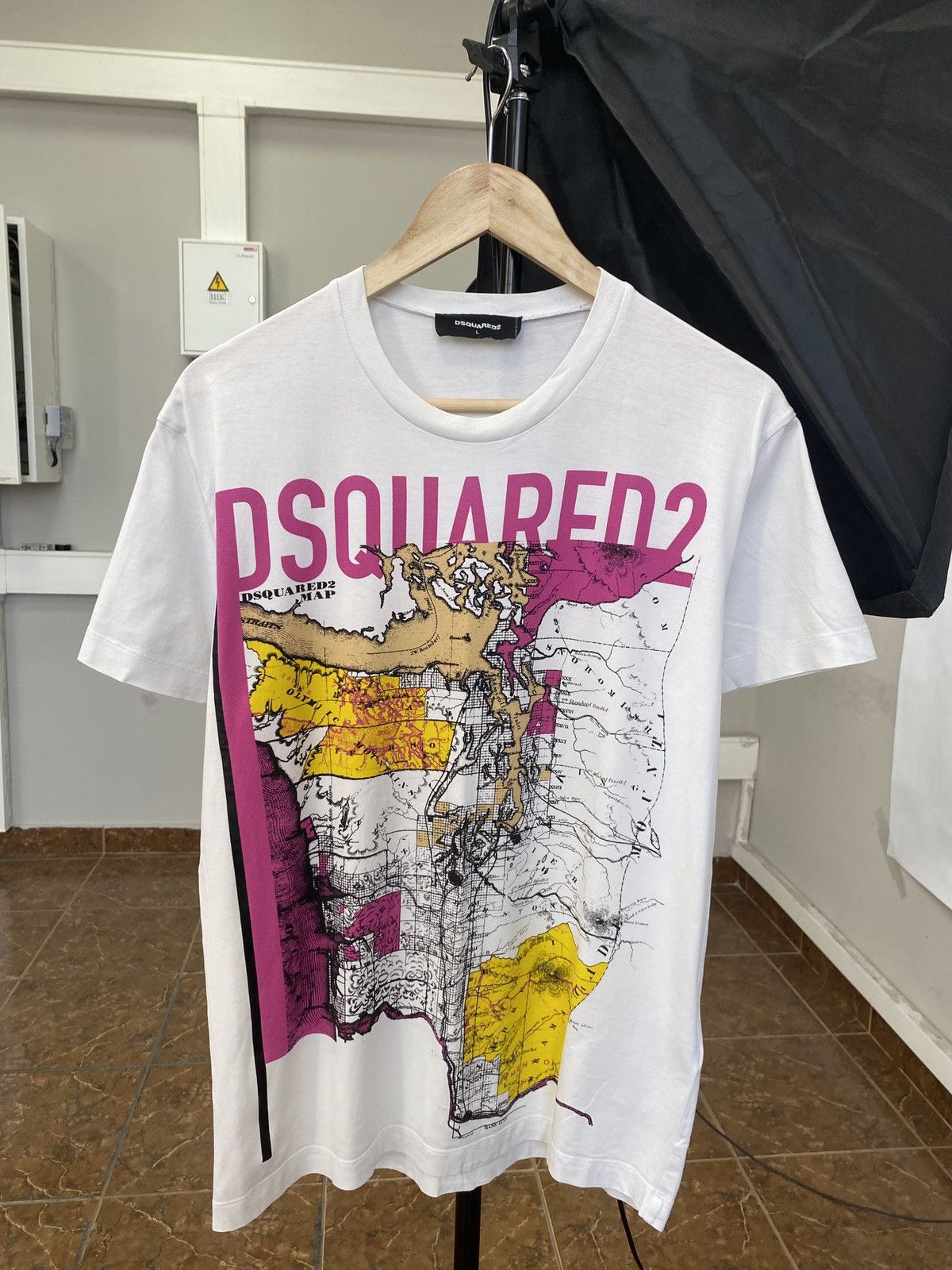 🇮🇹 Y2K Dsquared2 Map Big Logo T-Shirt Rare Retro Hype
