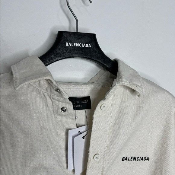 Balenciaga Balenciaga Logo-Embroidered Shirt Jacket White Men’s Medium Size US M / EU 48-50 / 2 - 2 Thumbnail