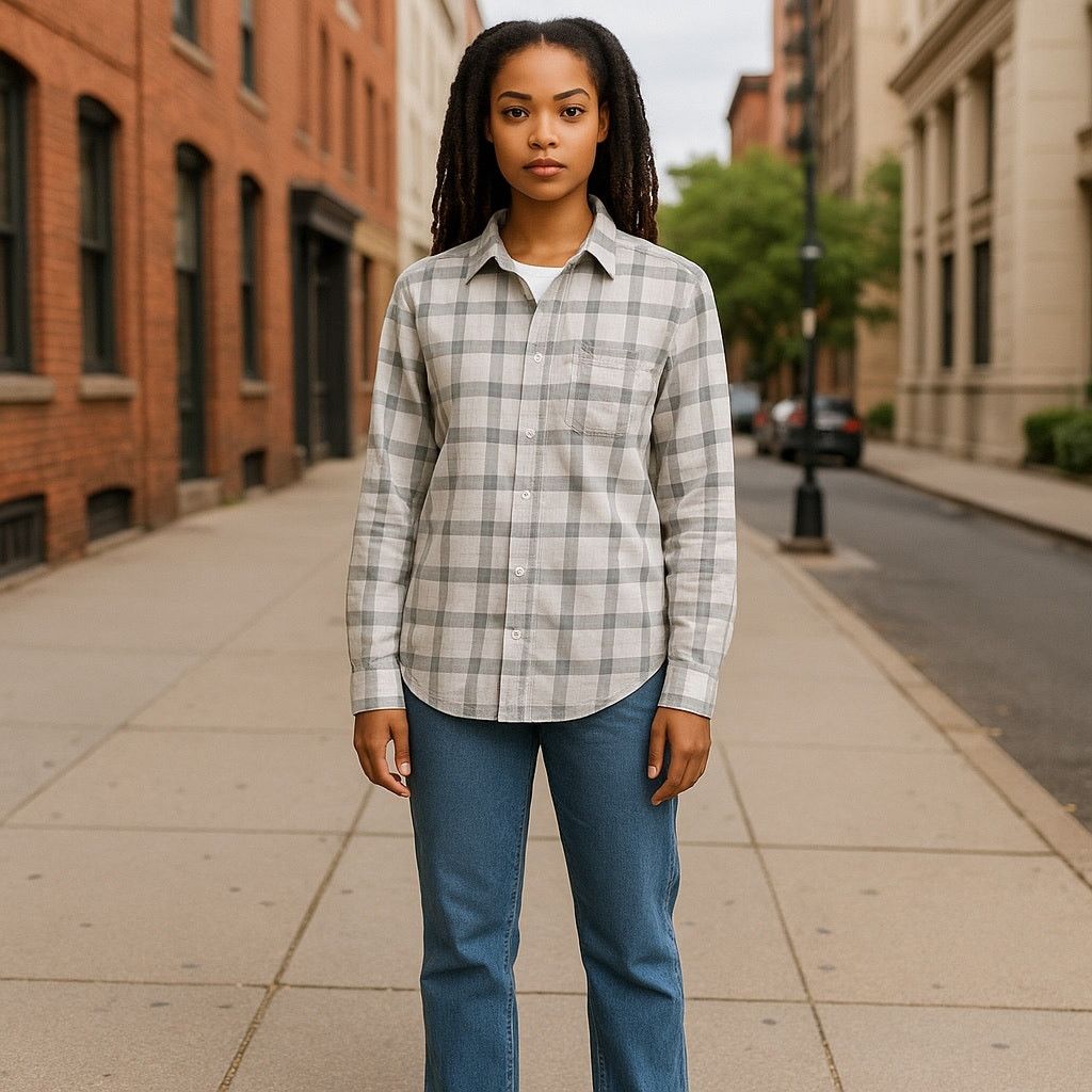 American Eagle Outfitters American eagle outfitters grey and white plaid button up Size S / US 4 / IT 40 - 1 Thumbnail