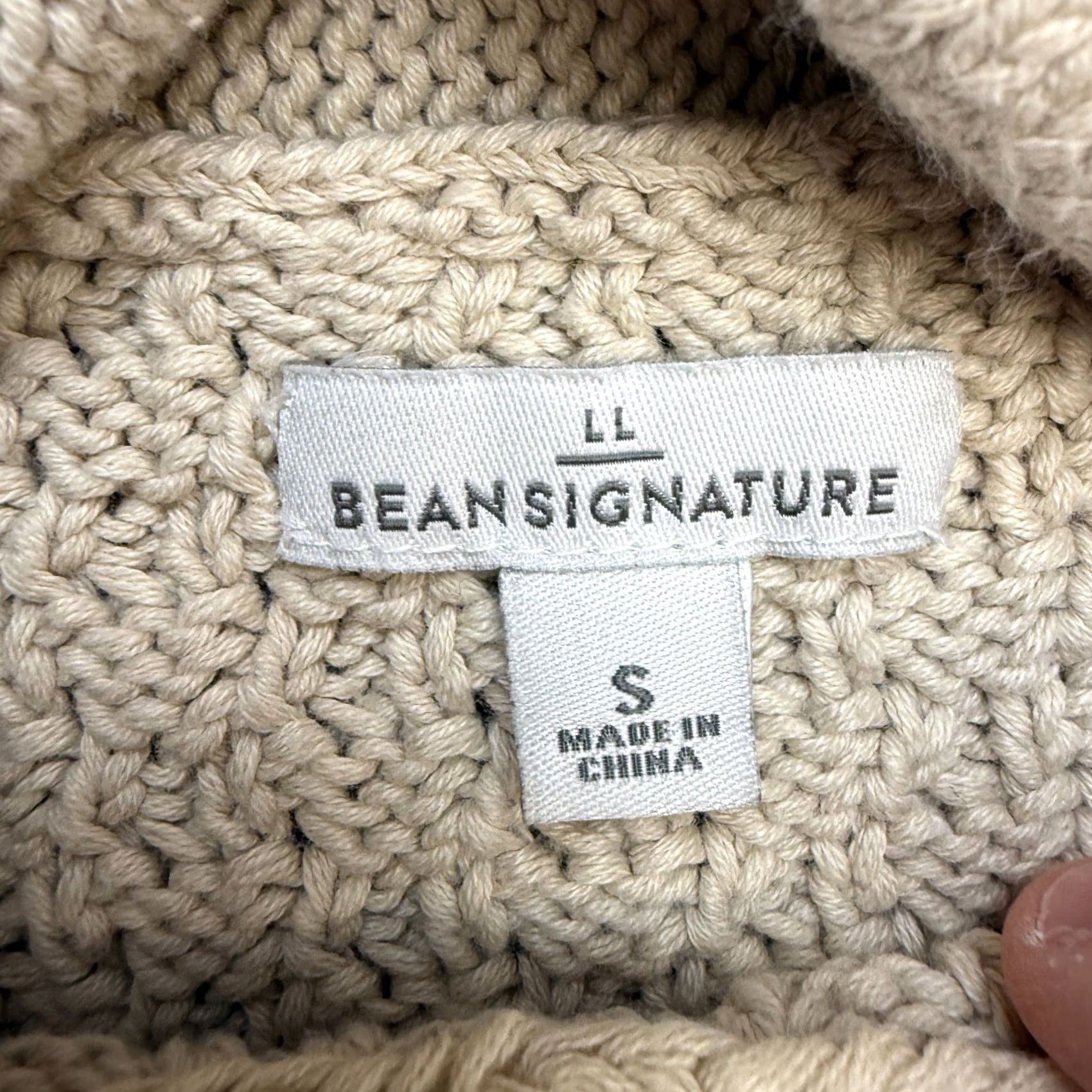 Vintage L.L. Bean Sweater Women Small Beige Signature Cotton Funnel Neck Cable Knit Pullover Regular Long Sleeve High Neck Fall Winter Spring Mens Womens Size S / US 4 / IT 40 - 4 Thumbnail