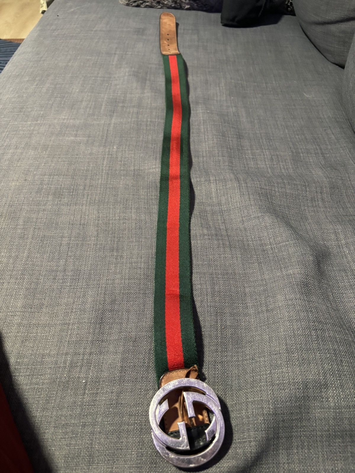 Designer × Gucci Gucci Web Belt with G Buckle Size 32 - 2 Thumbnail