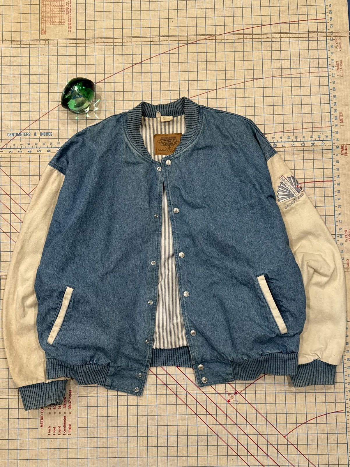 Vintage Vintage Two Tone Denim Bomber Jacket Good Year Branding XXL Size US XXL / EU 58 / 5 - 2 Thumbnail