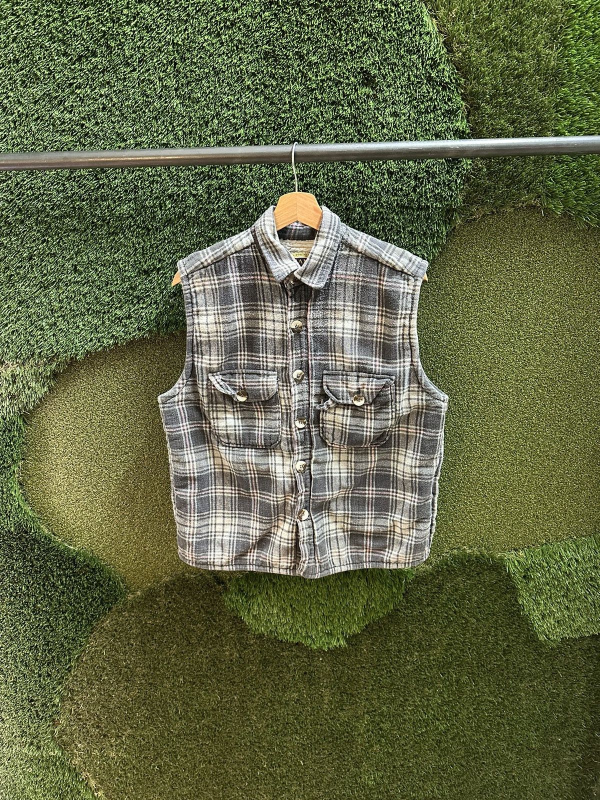 Vintage Vintage Chams Sherpa Lined Plaid Vest Large Size L / US 10 / IT 46 - 1 Thumbnail