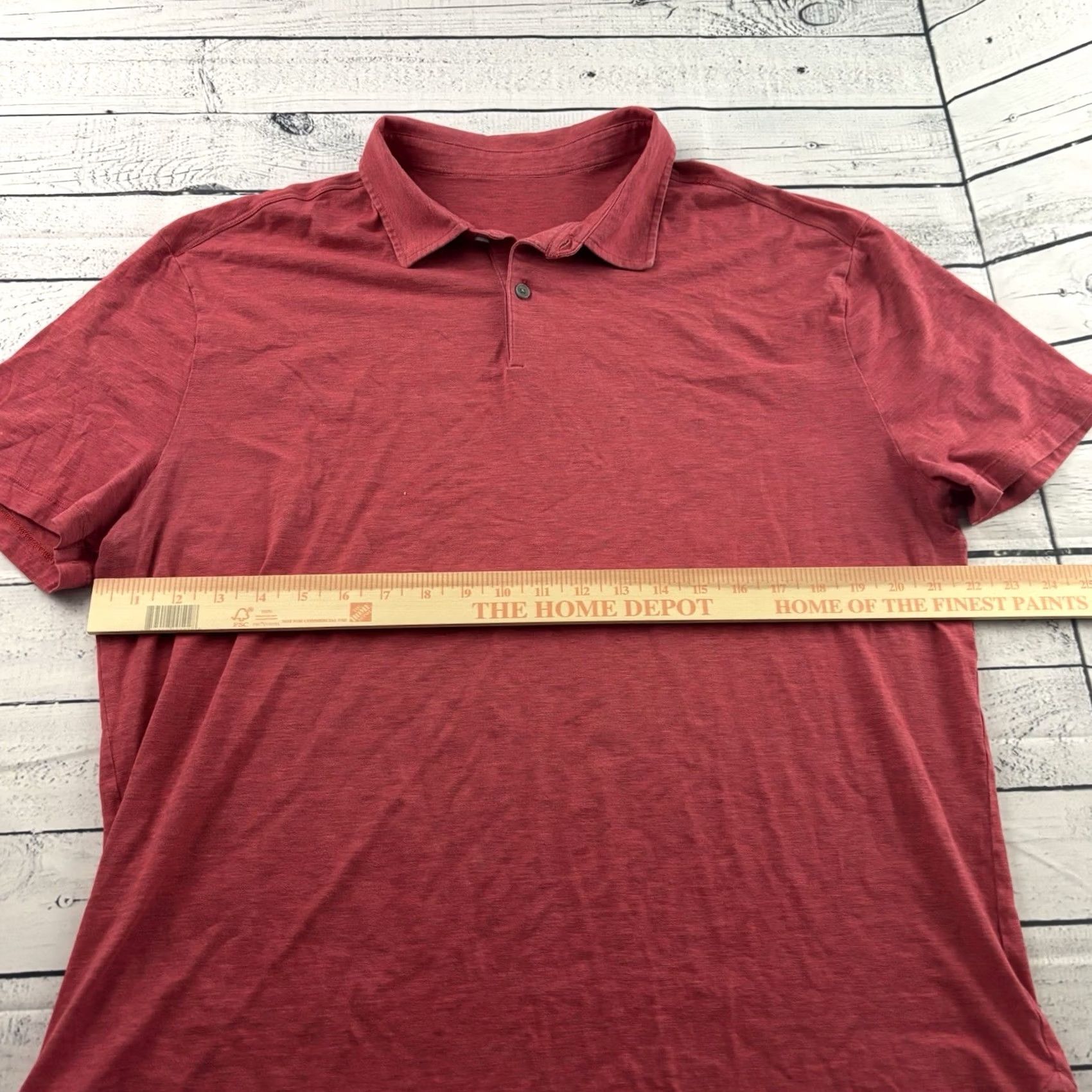 Lululemon Lululemon Short Sleeve Button Front Polo Shirt Mens XL Red Size US XL / EU 56 / 4 - 3 Thumbnail