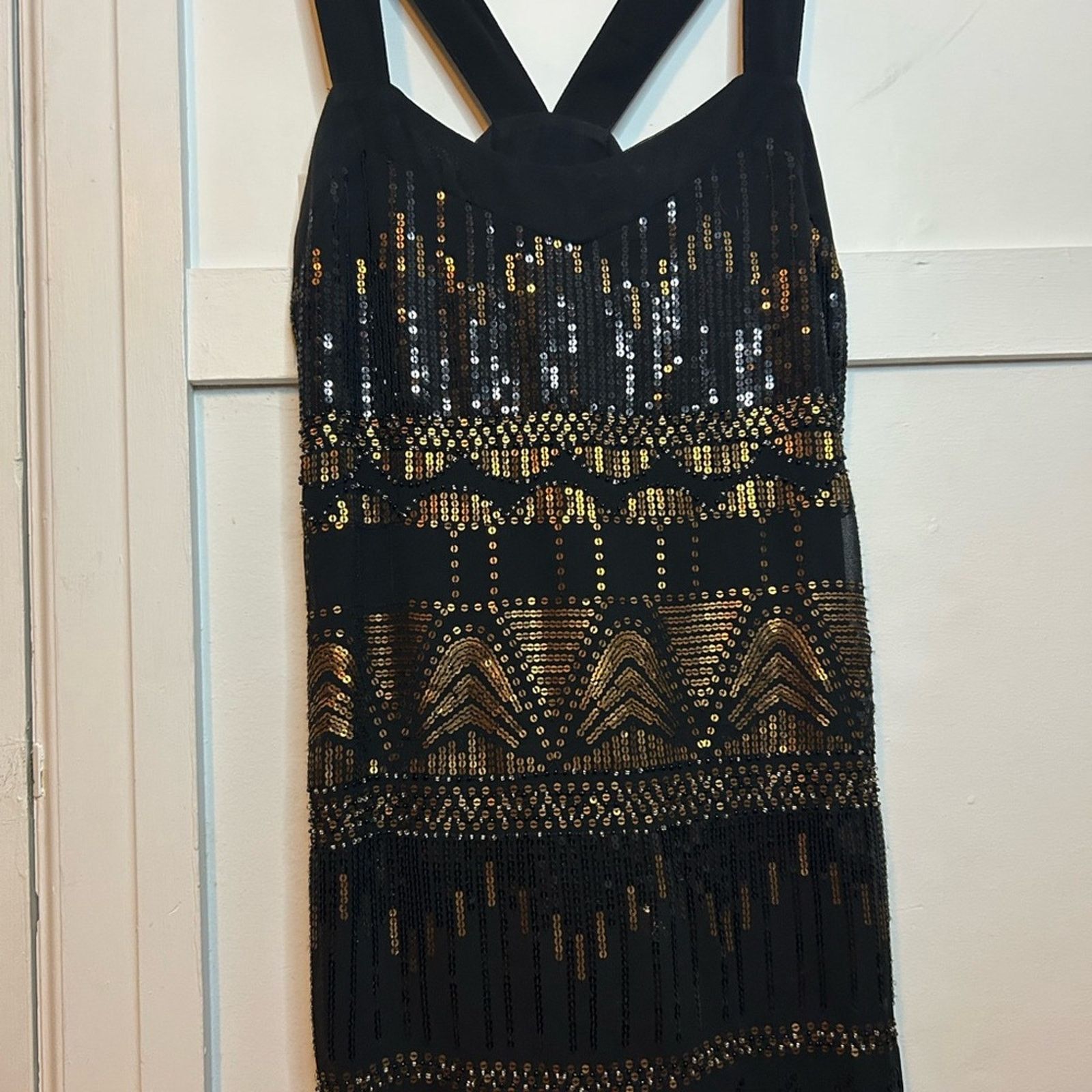 Forever 21 Forever 21 Y2K Elegant Black and Gold Sequin Mini Dress Size S / US 4 / IT 40 - 3 Thumbnail