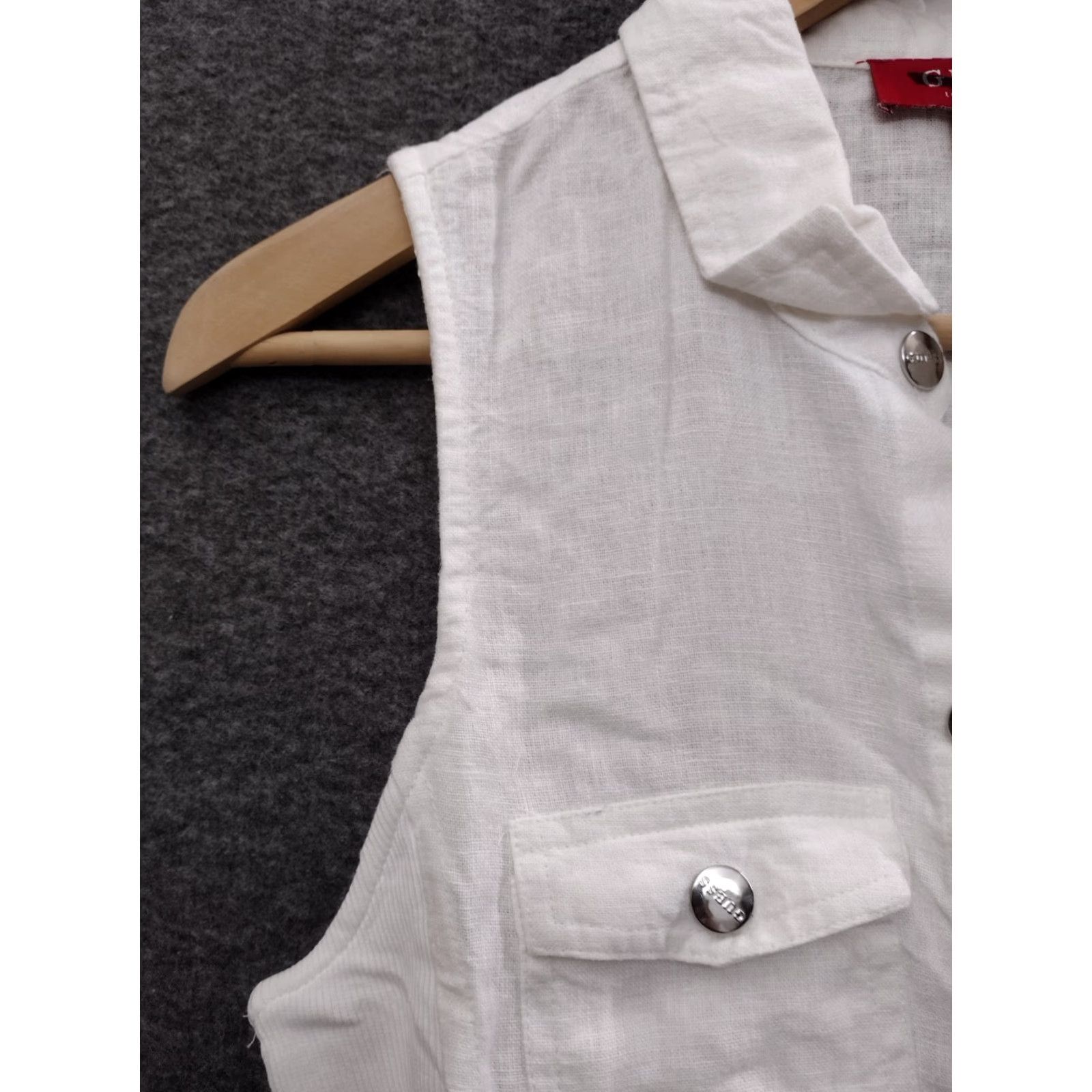 Guess Guess White Linen Belt Shirt Dress Fitted Collared Button Down Size S Womens Size S / US 4 / IT 40 - 6 Thumbnail