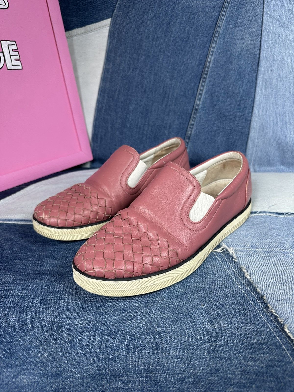 Bottega Veneta Bottega Veneta Intrecciato Slip-On Sneakers Pink Size US 8.5 / IT 38.5 - 1 Thumbnail
