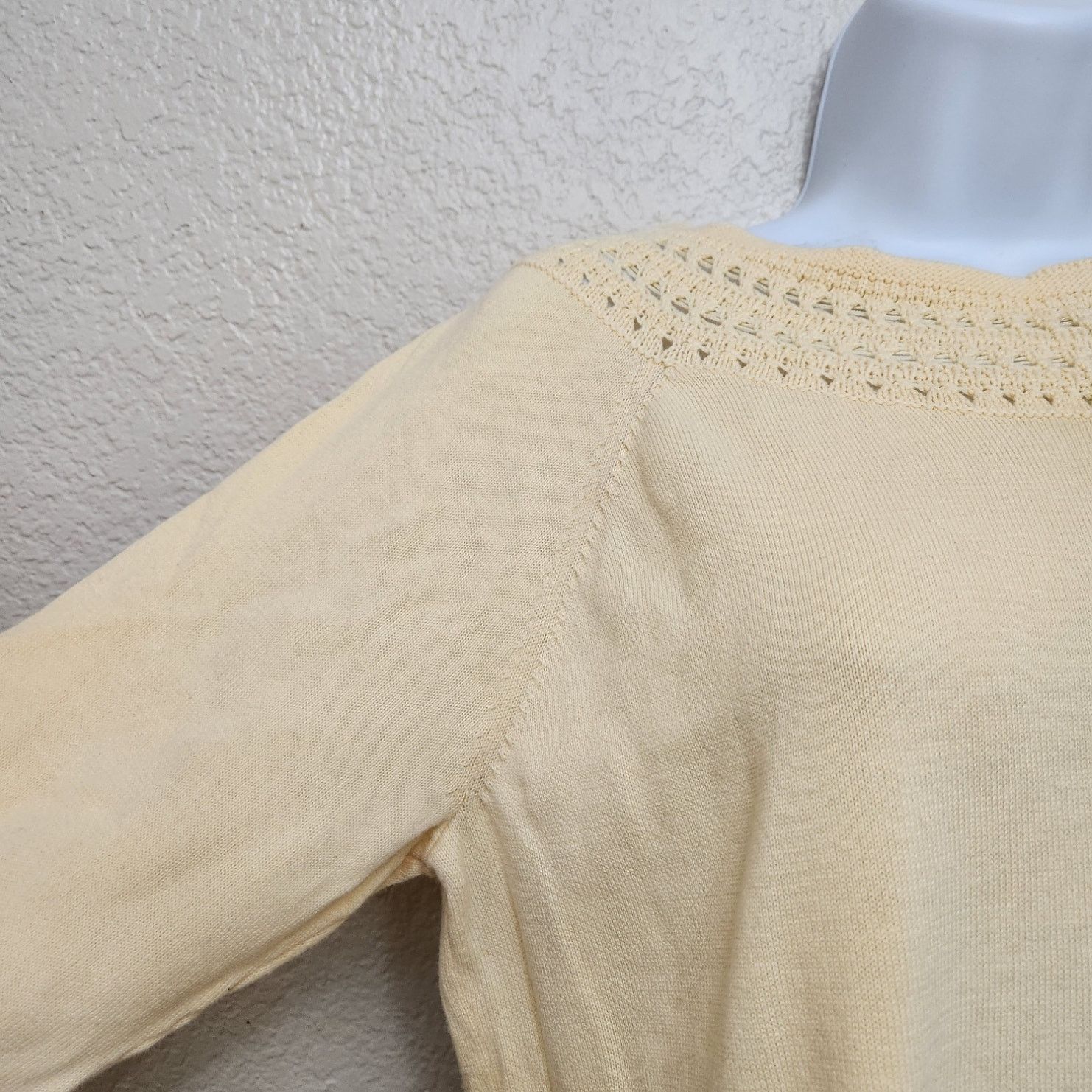 Other Brittany Black Yellow Crochet Round Neck Sweater Top Large Size L / US 10 / IT 46 - 2 Thumbnail