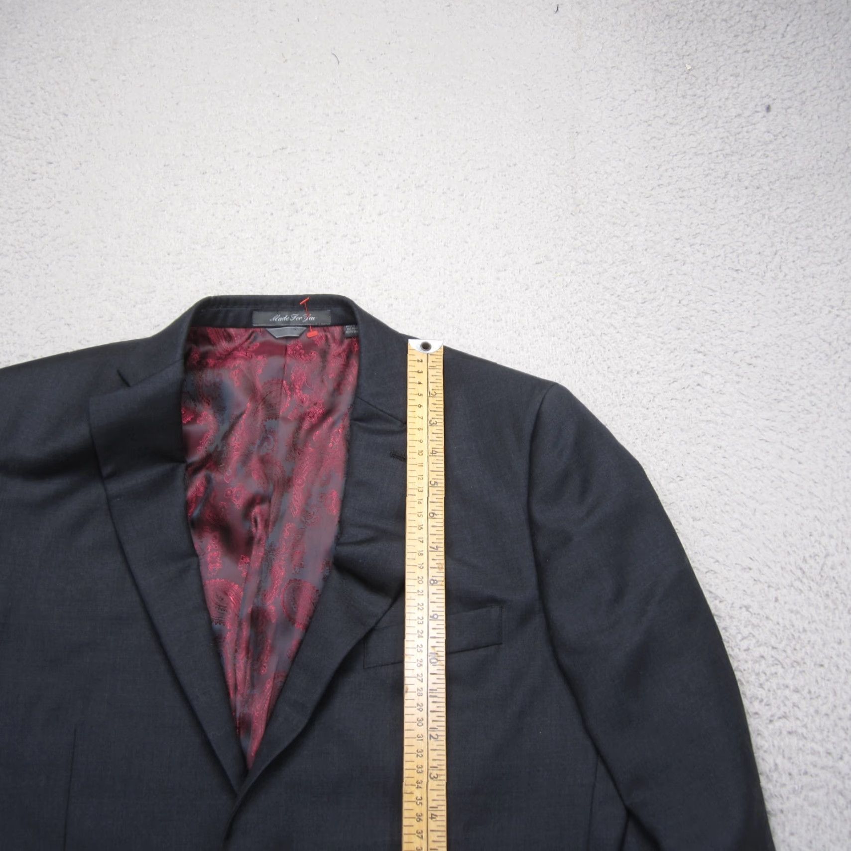 Vintage Indochino Blazer Mens 42 Gray Wool Paisley Lined Sport Coat 2 Button Size 42R - 5 Thumbnail