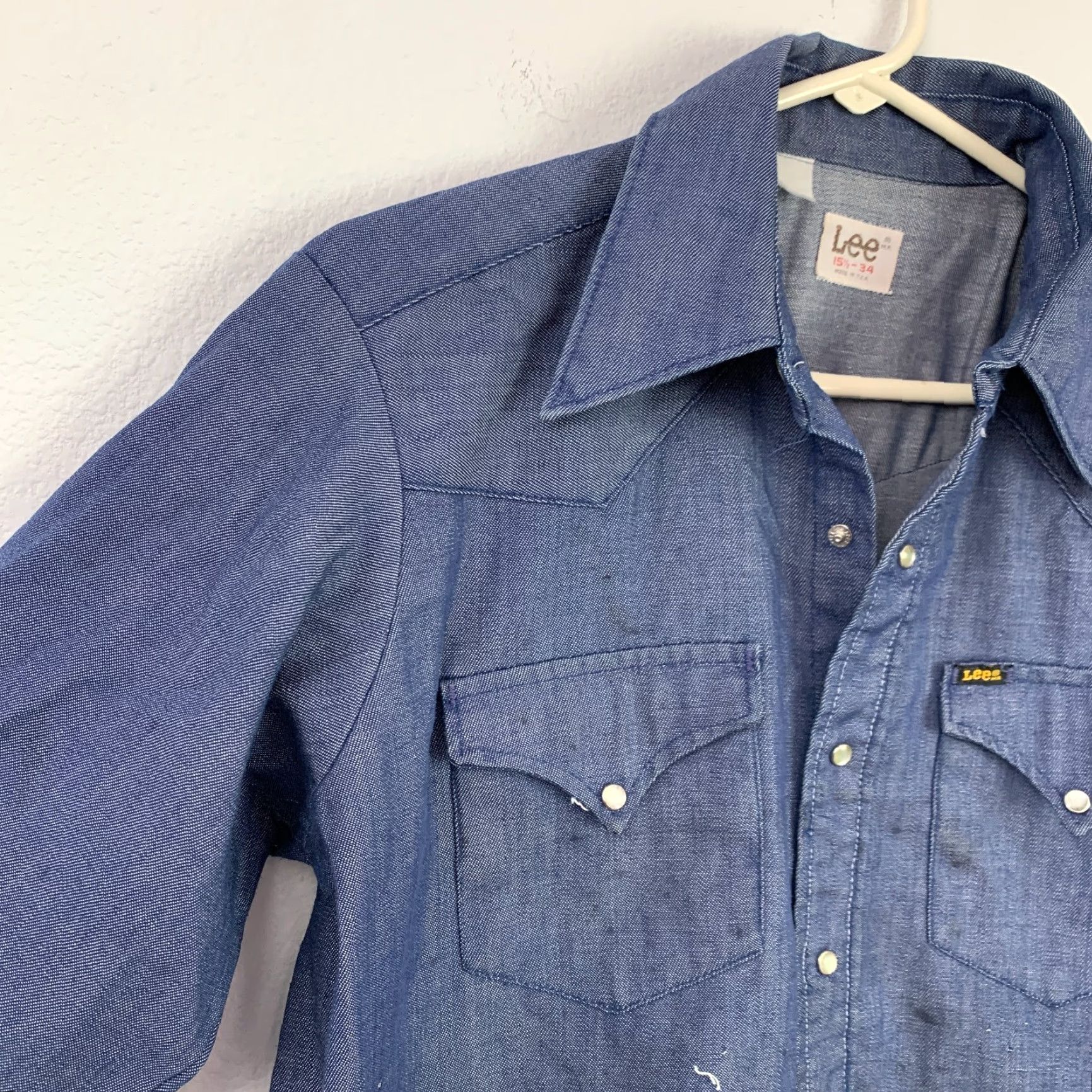 Lee VINTAGE Lee Western Shirt Cotton Blend Black 15 1/2-34 Rockabilly 1970s USA Mens Size US M / EU 48-50 / 2 - 2 Thumbnail