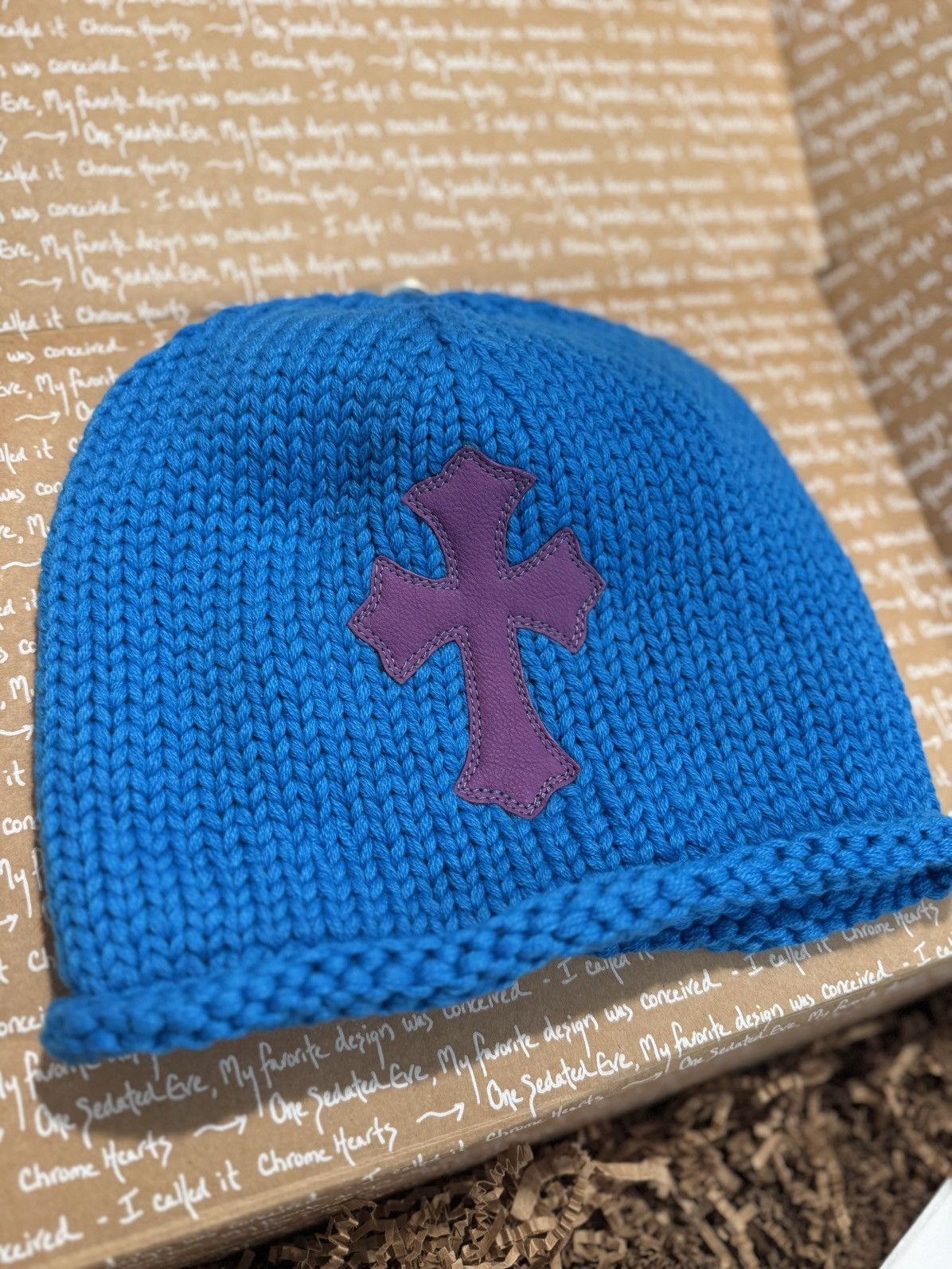 帽子 CHROME HEARTS cross embroidery beanie Chrome Hearts Knitted 'Cross Patch' .925 Silver Cashmere