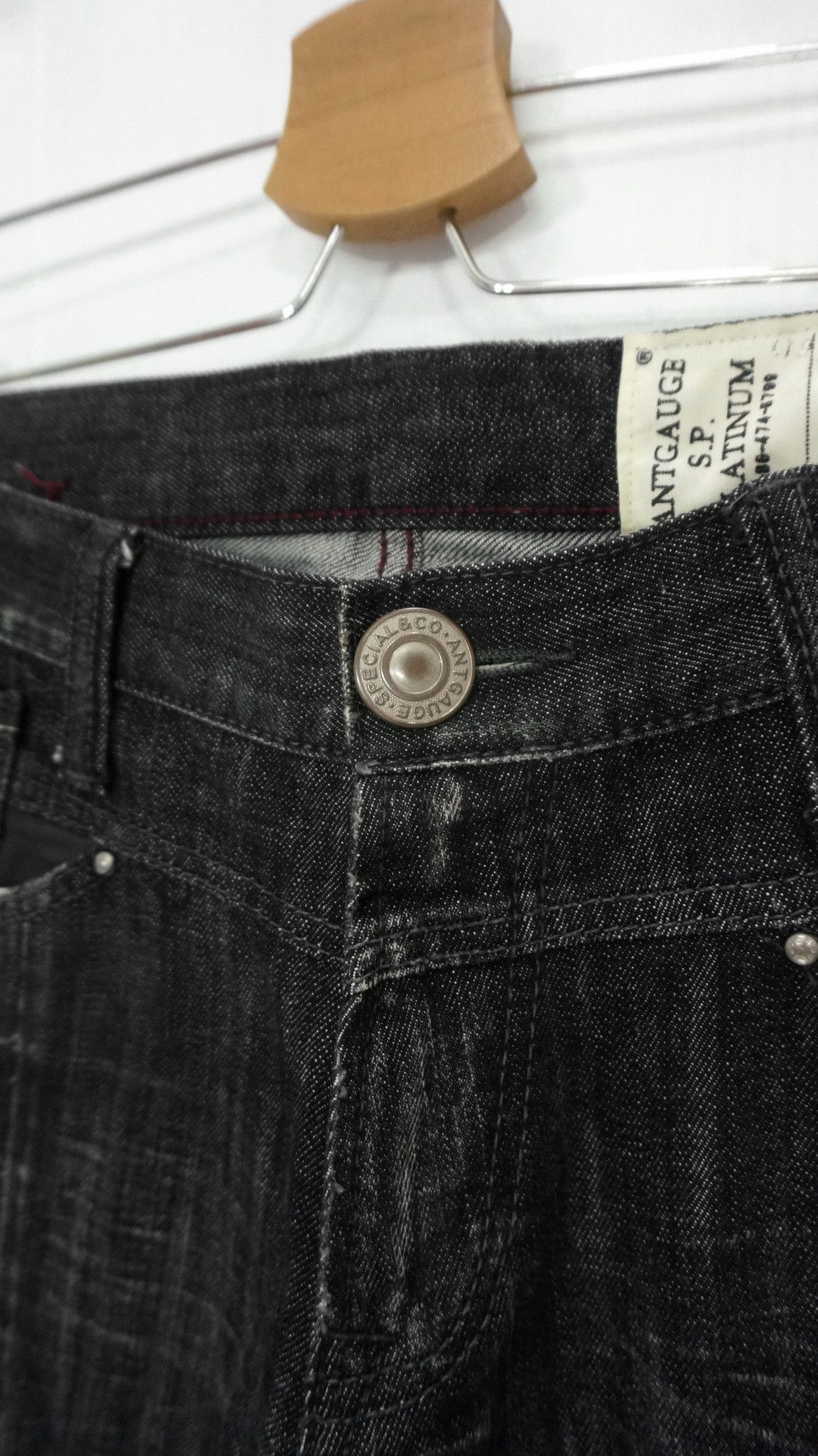 Japanese Brand ANTGAUGE Patchwork Sashiko Lowrise Black Jeans Size US 33 - 5 Thumbnail