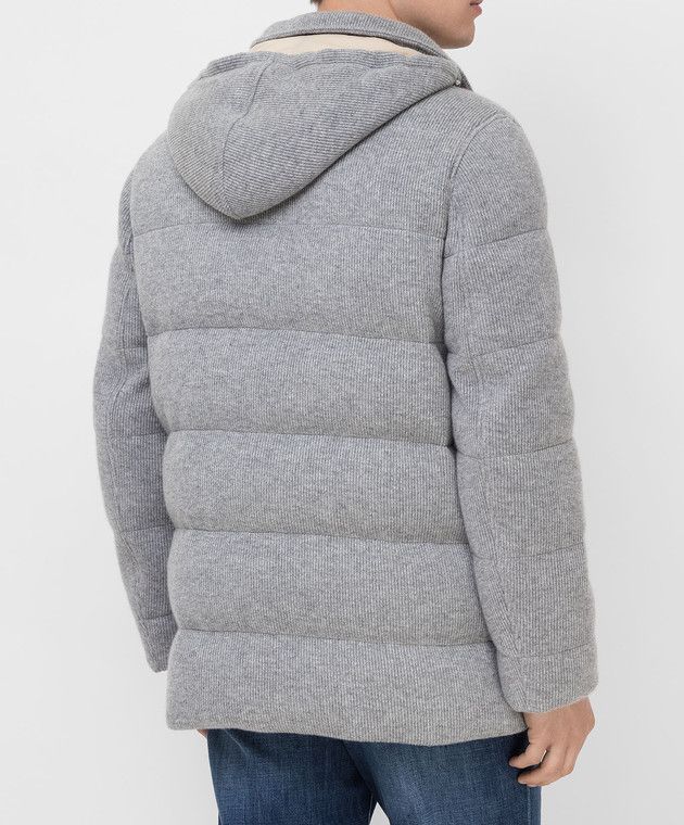 Brunello Cucinelli o1w1db10226 Cashmere Corduroy Down Jacket in Light Grey Size US L / EU 52-54 / 3 - 3 Thumbnail