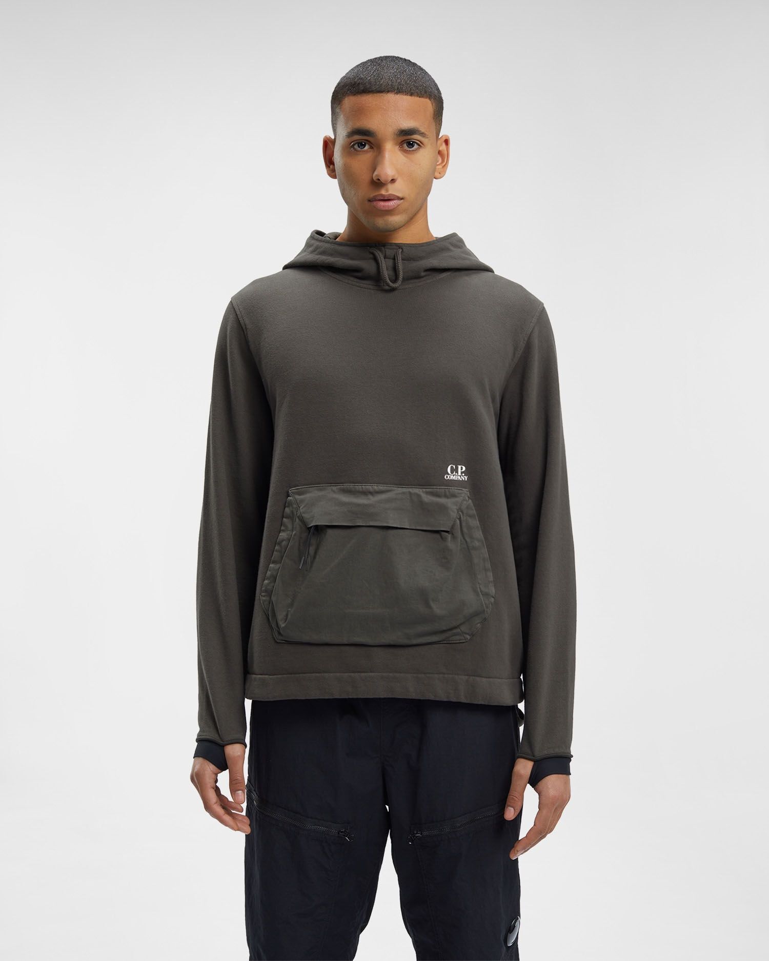 C.P. Company o1y1224 Logo Hoodie in Lead Size US M / EU 48-50 / 2 - 2 Thumbnail