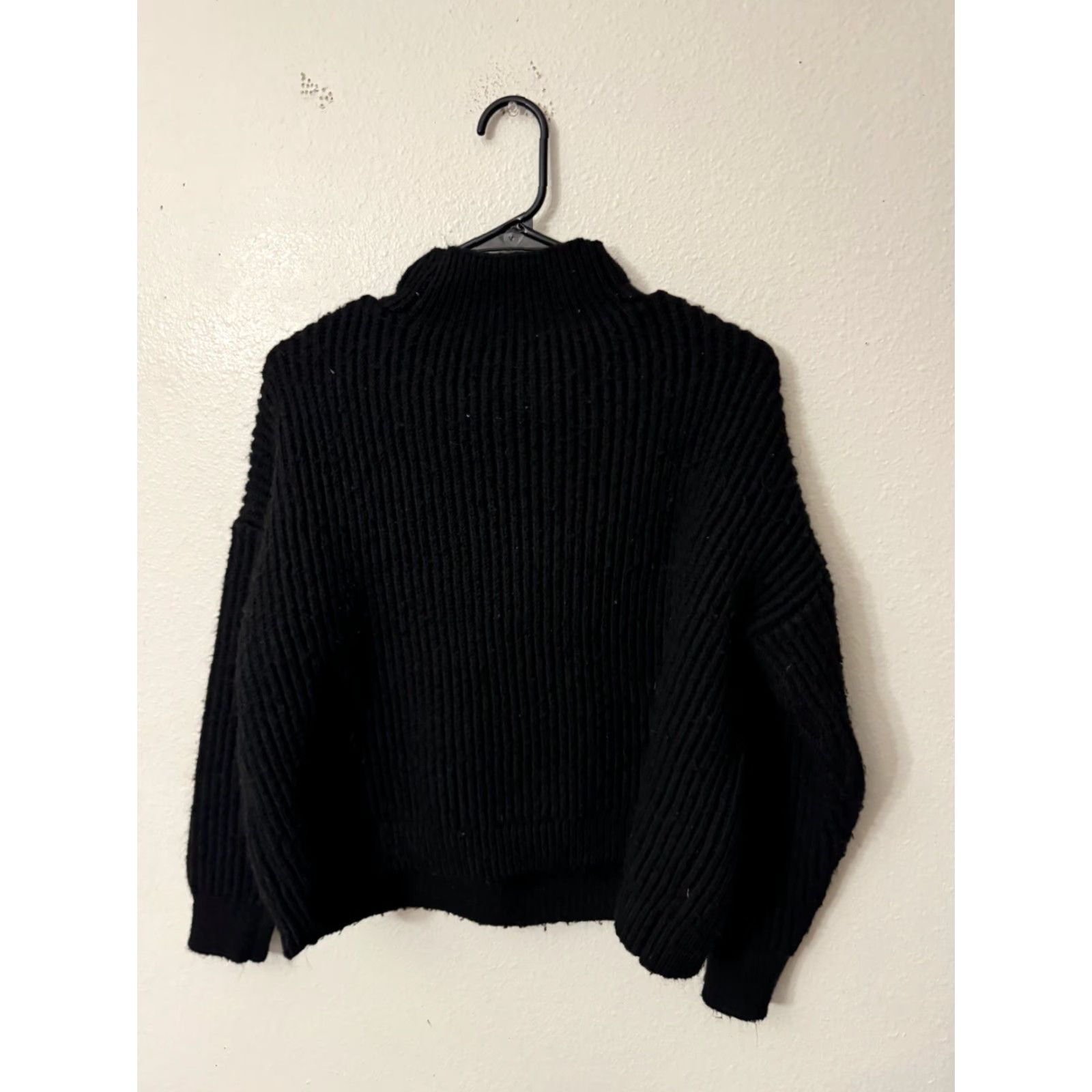 Calvin Klein Calvin Klein Womens Sweater Small Black Mock Neck Popcorn Stitch Pullover Size S / US 4 / IT 40 - 3 Thumbnail