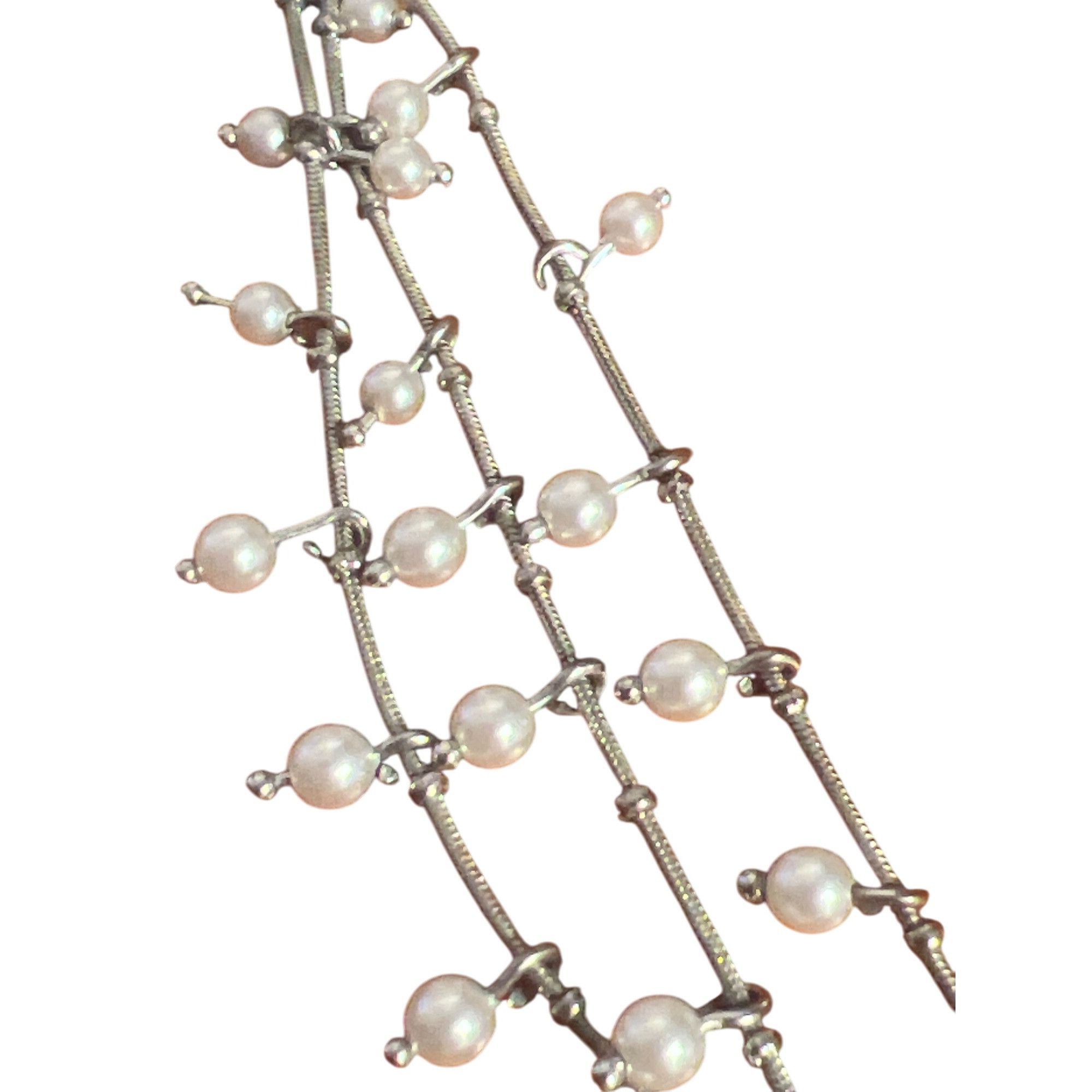 Anne Klein Anne Klein Silver Tone Layered Necklace Faux Pearl Dangles S Size ONE SIZE - 3 Thumbnail
