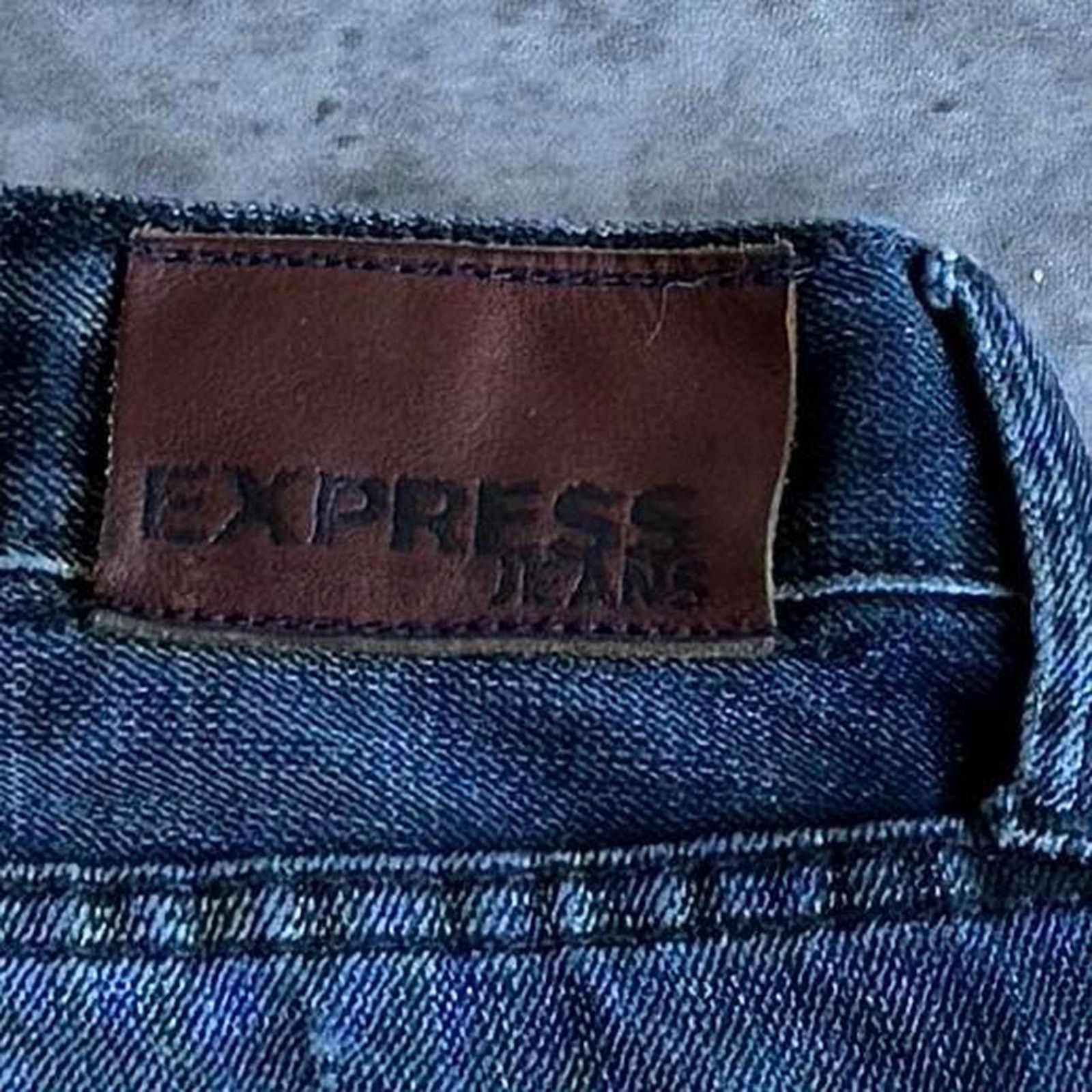 Express × Vintage Vintage Y2K Express Baggy Embroidered Grunge Opium Jeans Size US 34 / EU 50 - 3 Thumbnail