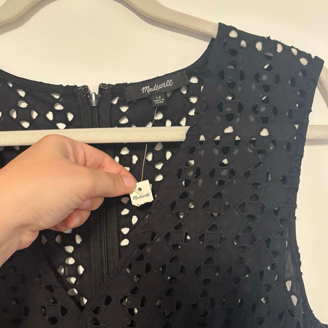 NWT Madewell Eyelet V-Neck Maxi Dress In Black Size 10