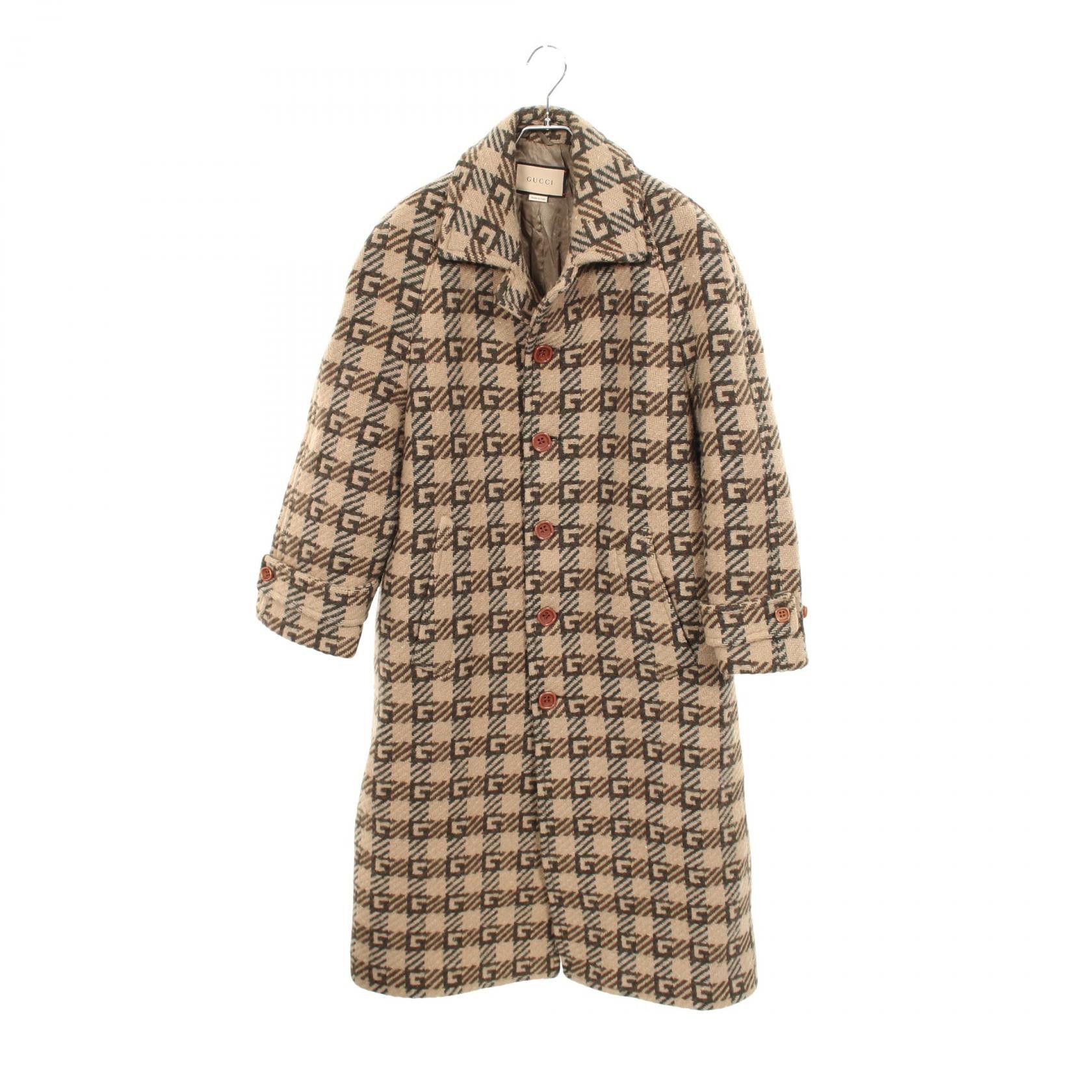 Gucci Gucci Gucci GG Jacquard Wool Coat Textile Outerwear 664708 DUTY FREE for USA Size ONE SIZE - 1 Thumbnail