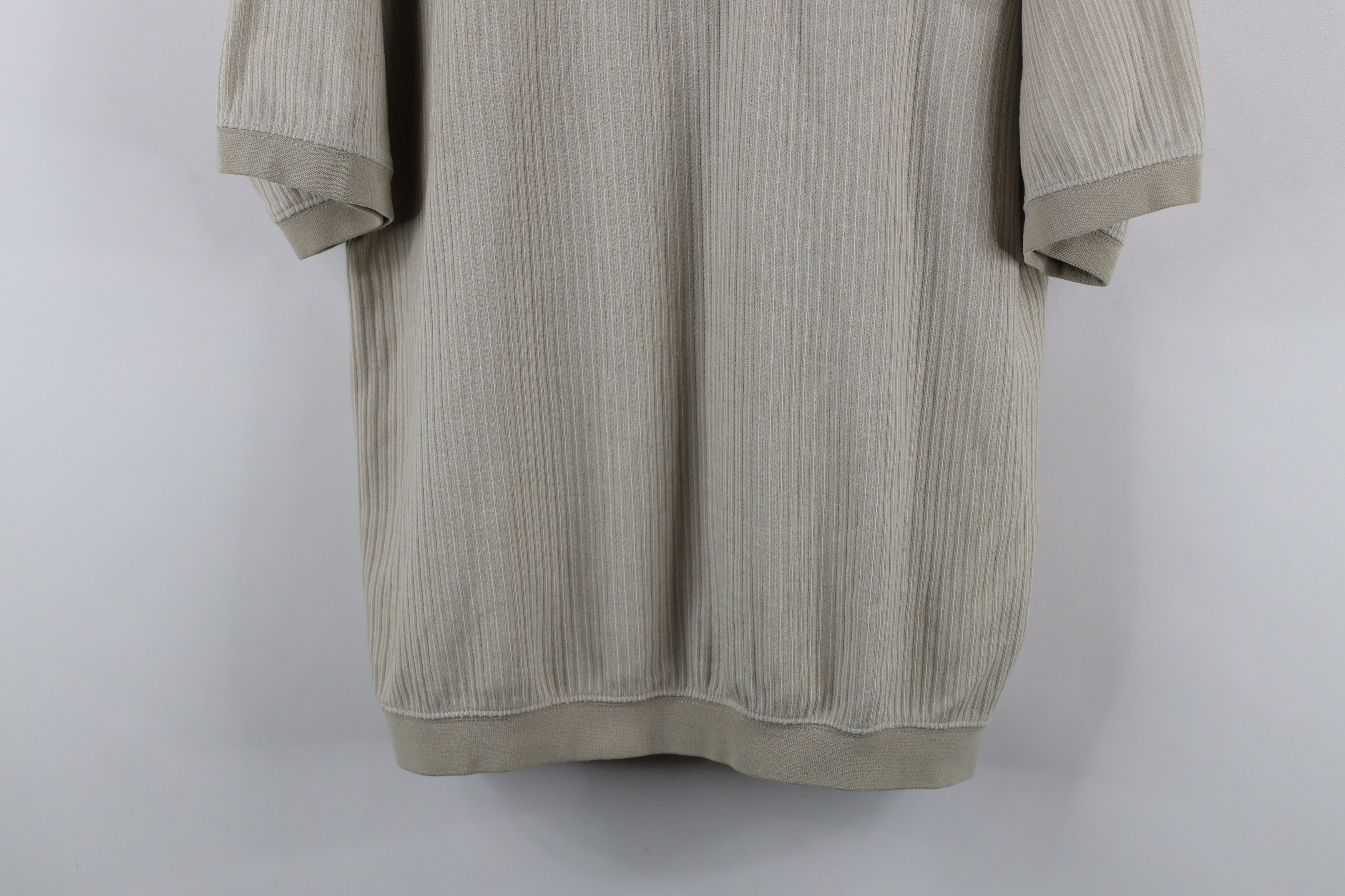 Vintage Vintage 90s Streetwear Ribbed Knit Pullover Polo Shirt Beige Size US L / EU 52-54 / 3 - 3 Thumbnail