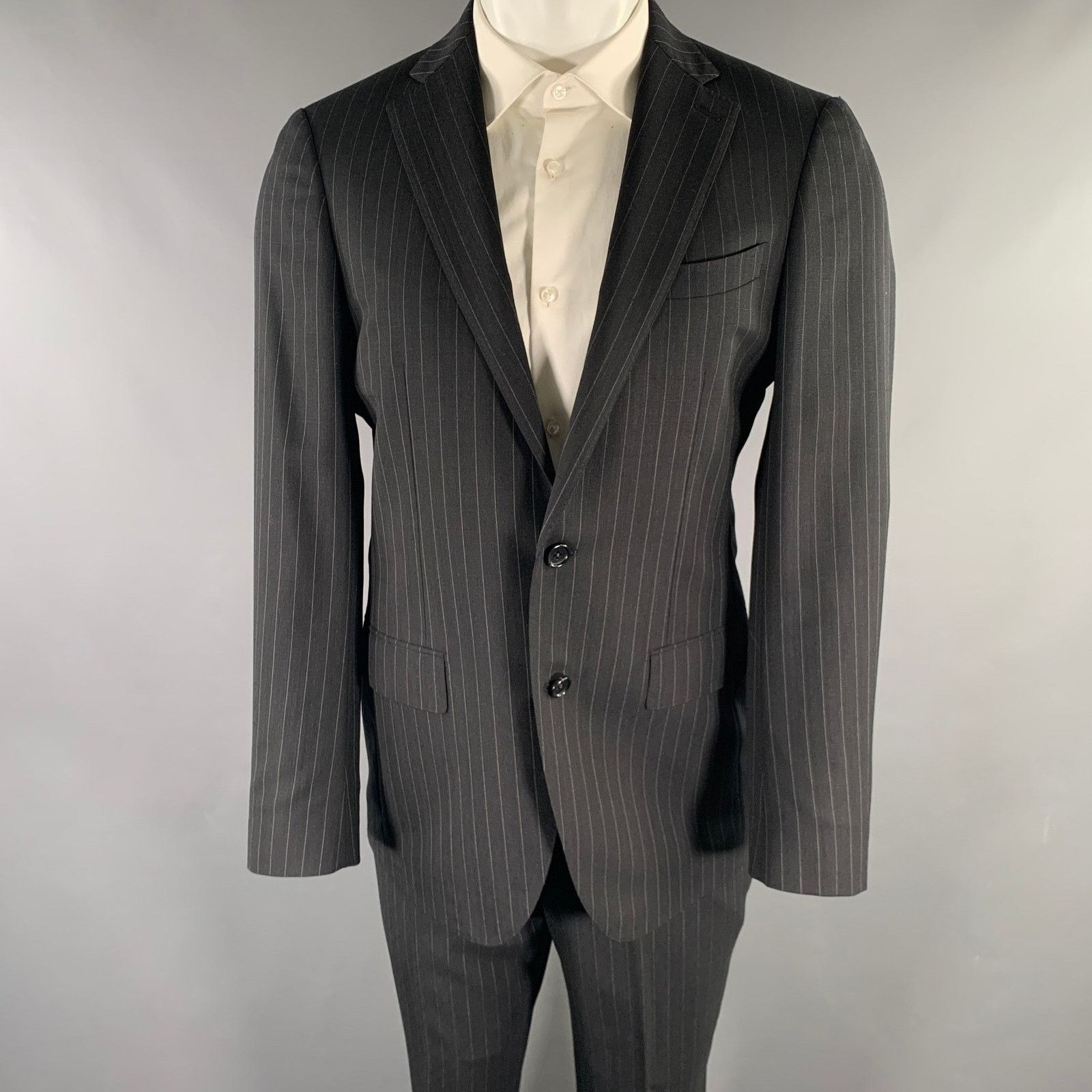 Other D'URBAN 40 Black Pinstripe Wool Notch Lapel Suit Size 40R - 1 Thumbnail